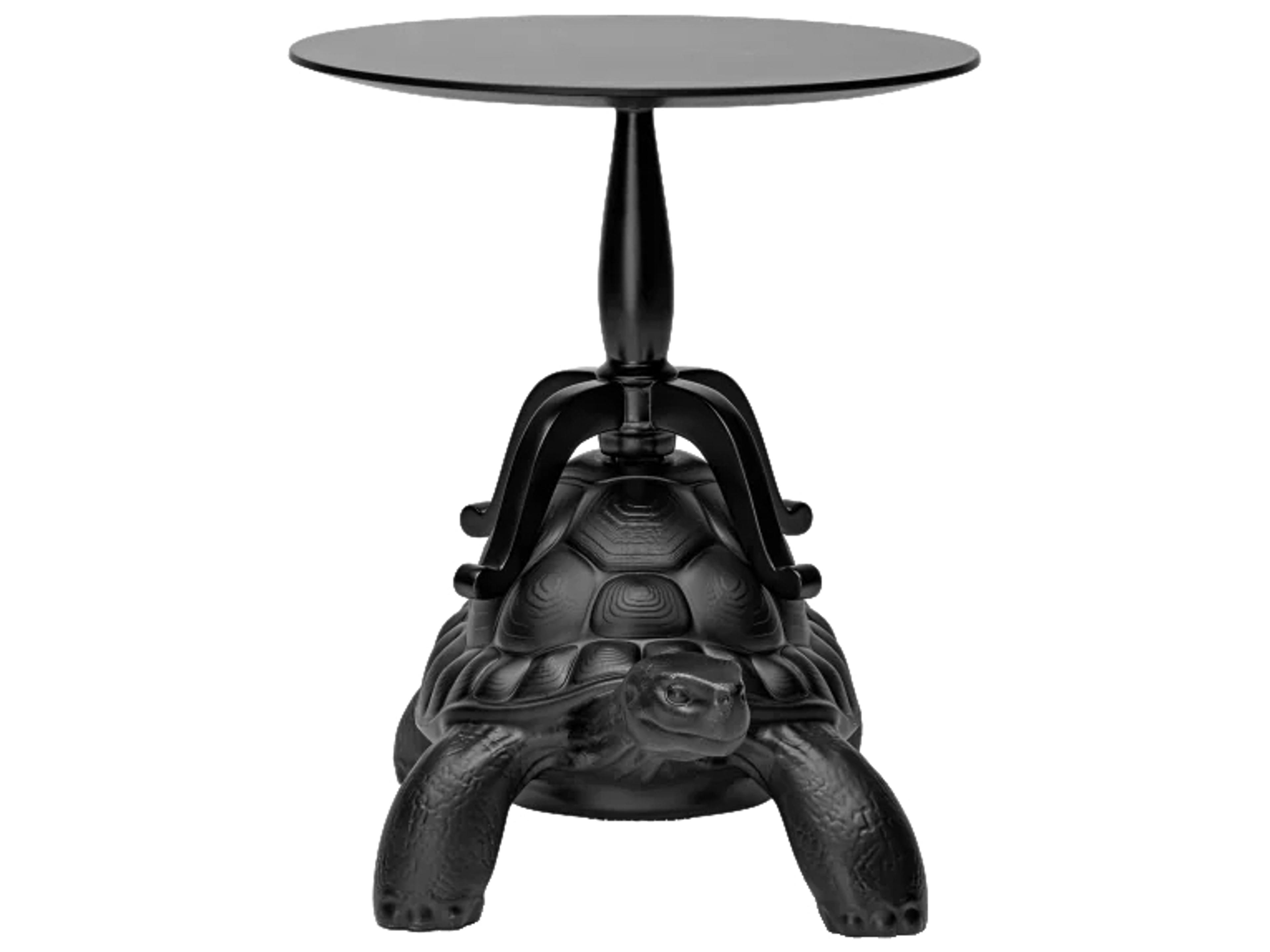 Qeeboo Turtle Carry Round Wood Black Coffee Table