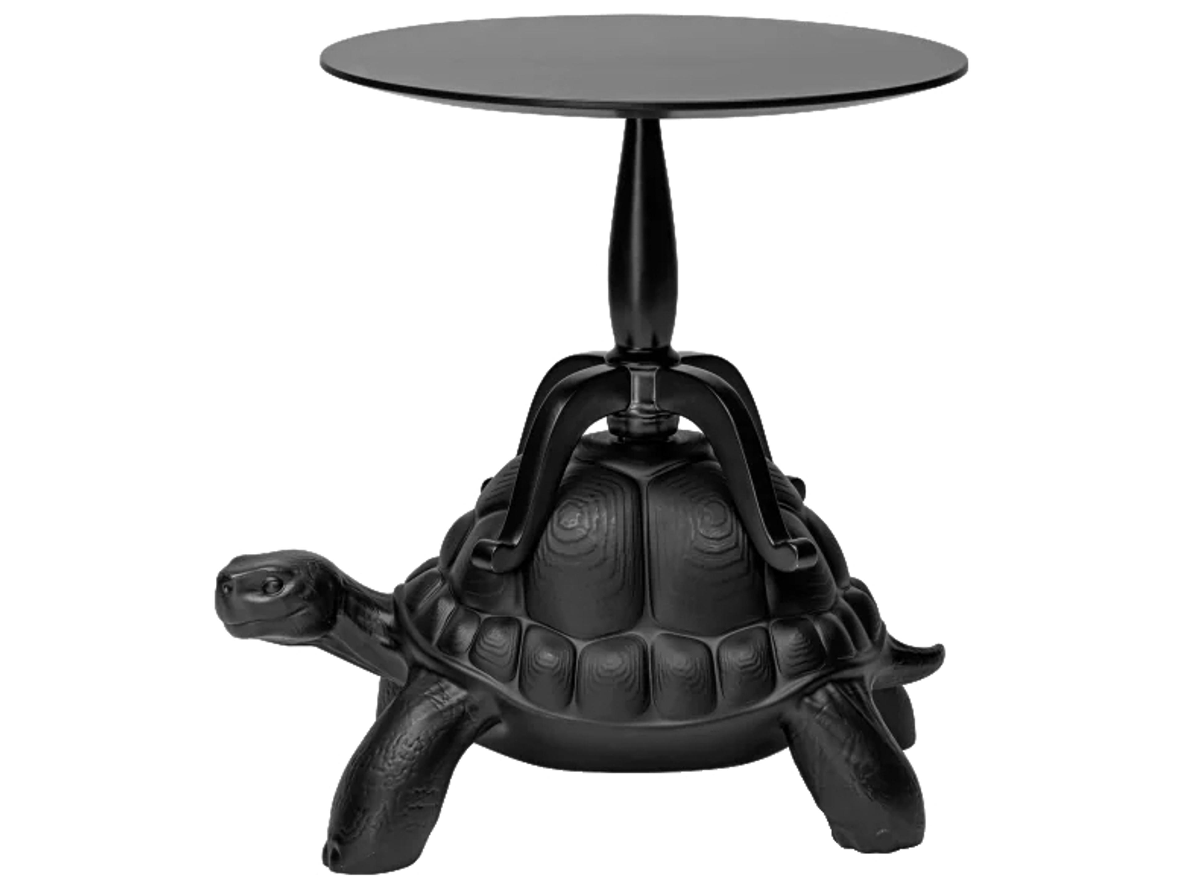Qeeboo Turtle Carry Round Wood Black Coffee Table