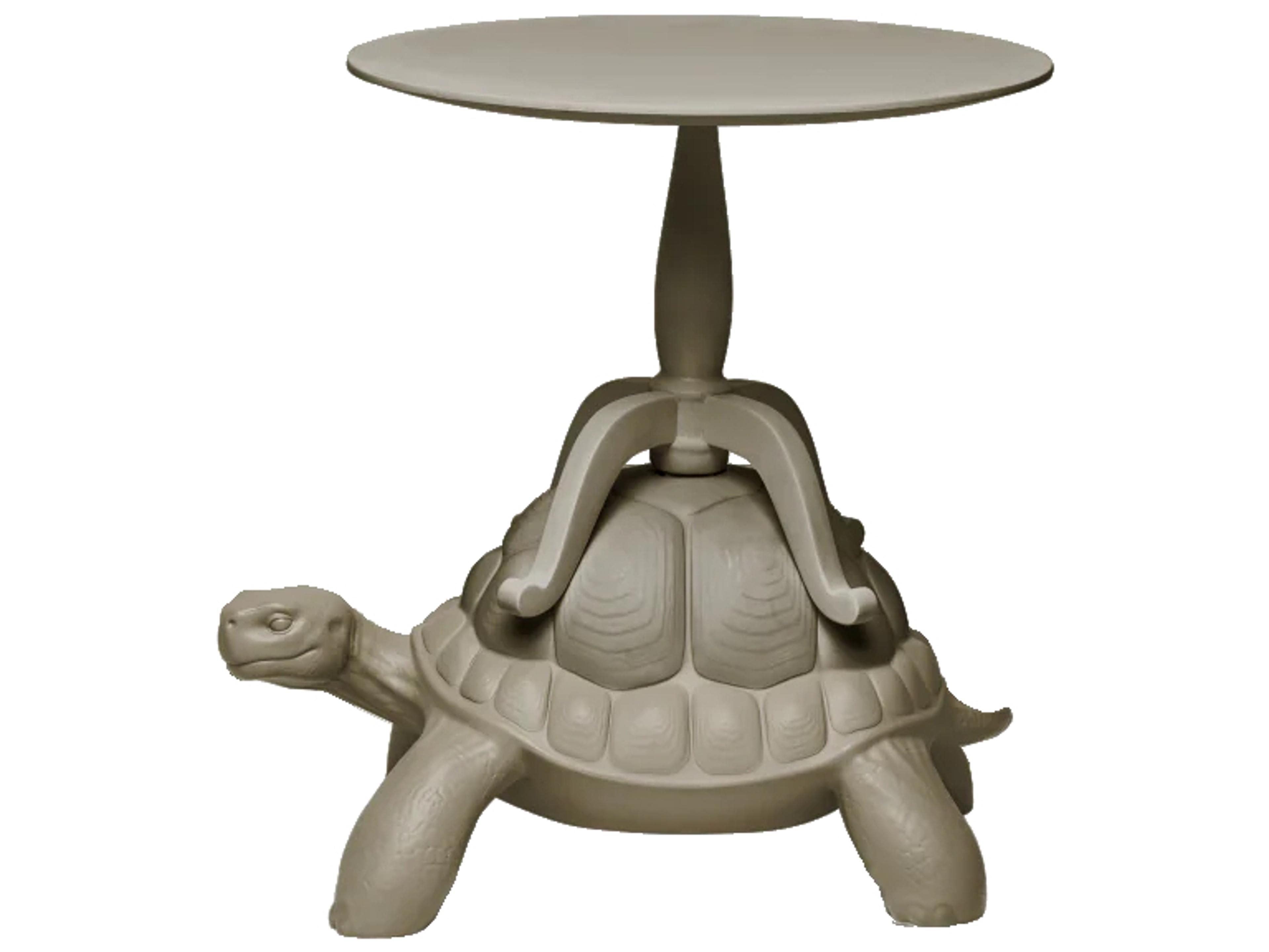Qeeboo Turtle Carry Round Wood Dover Grey Coffee Table
