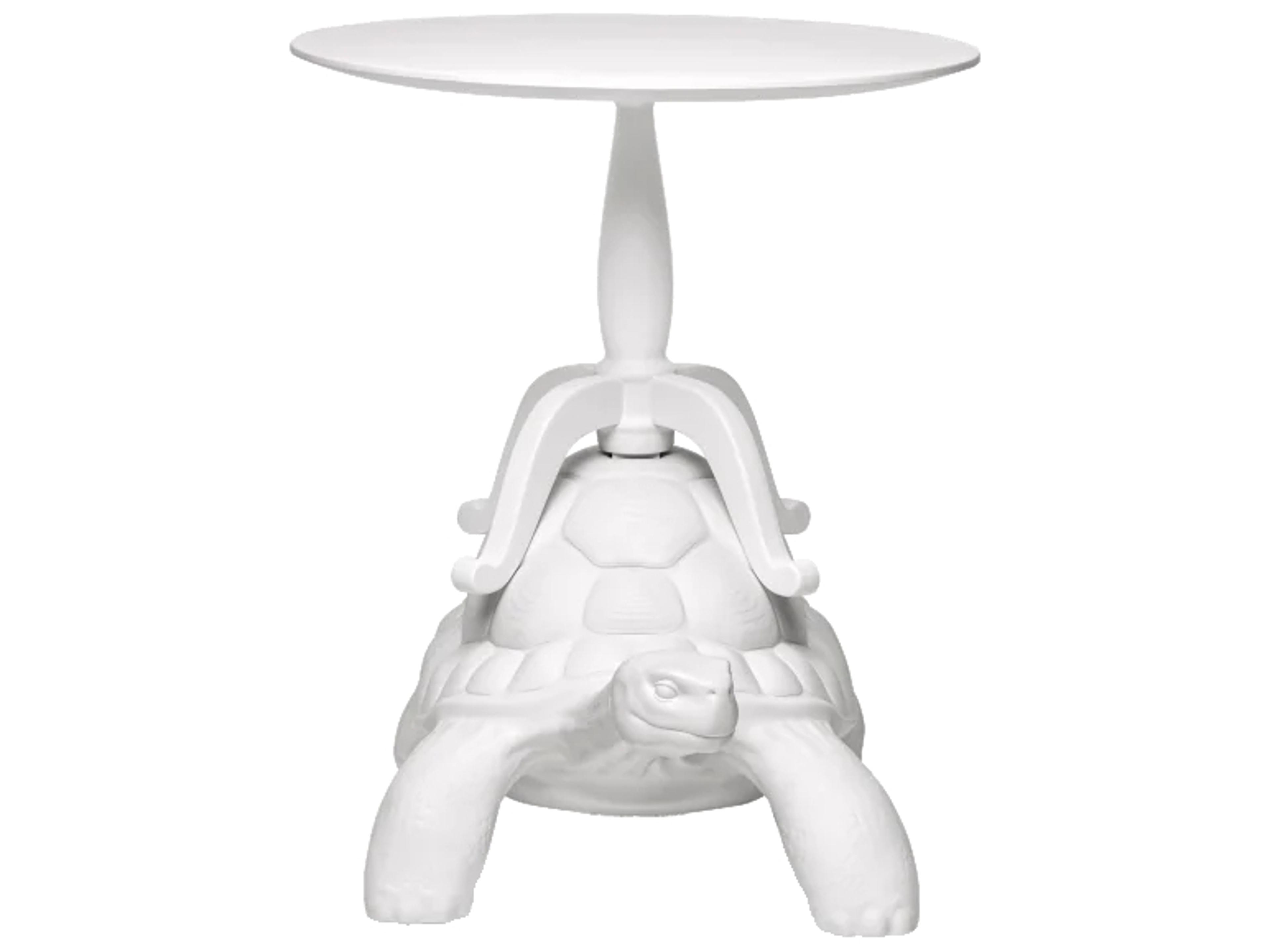 Qeeboo Turtle Carry Round Wood White Coffee Table