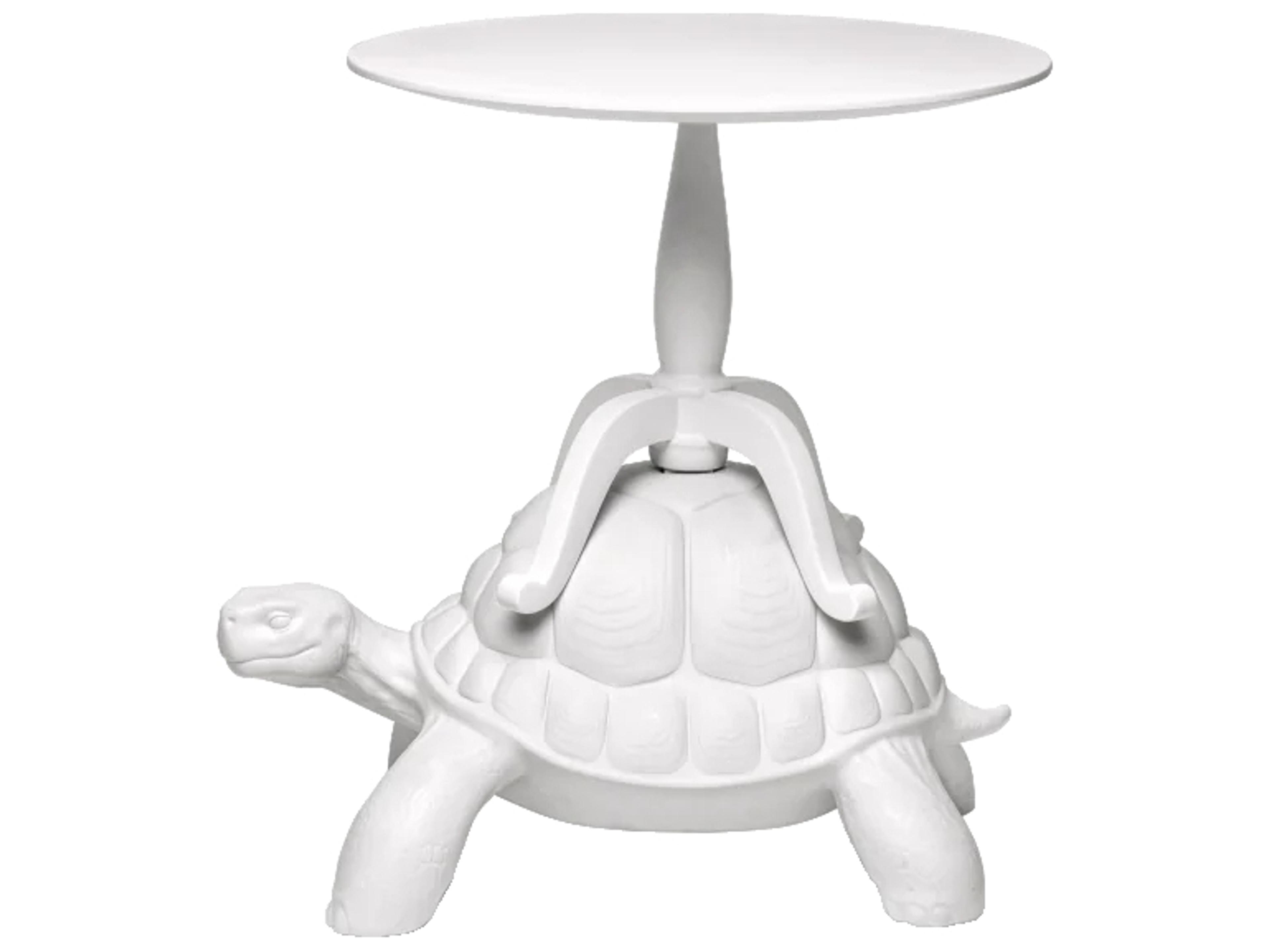 Qeeboo Turtle Carry Round Wood White Coffee Table