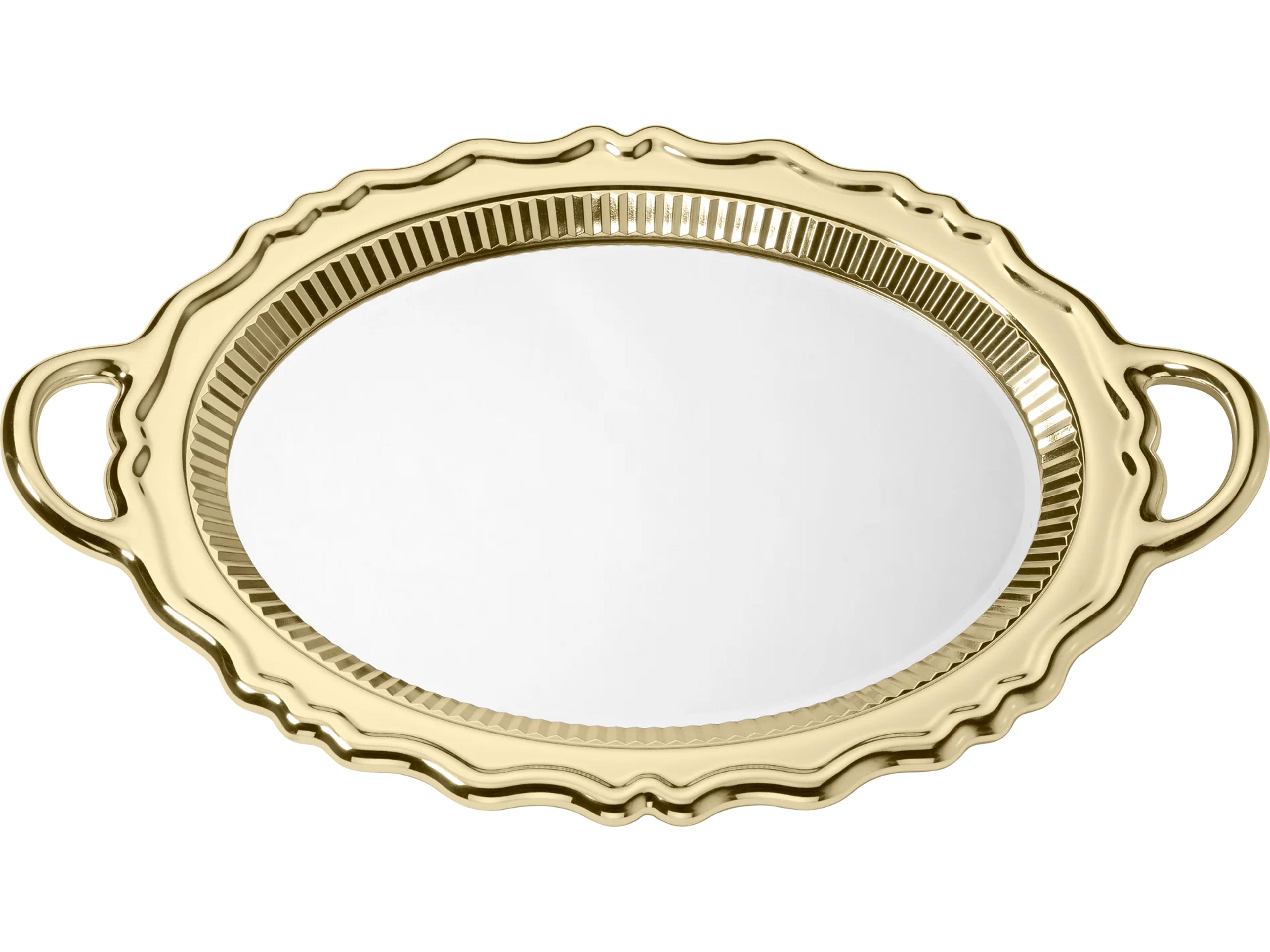 Qeeboo Plateau Gold Oval Wall Mirror
