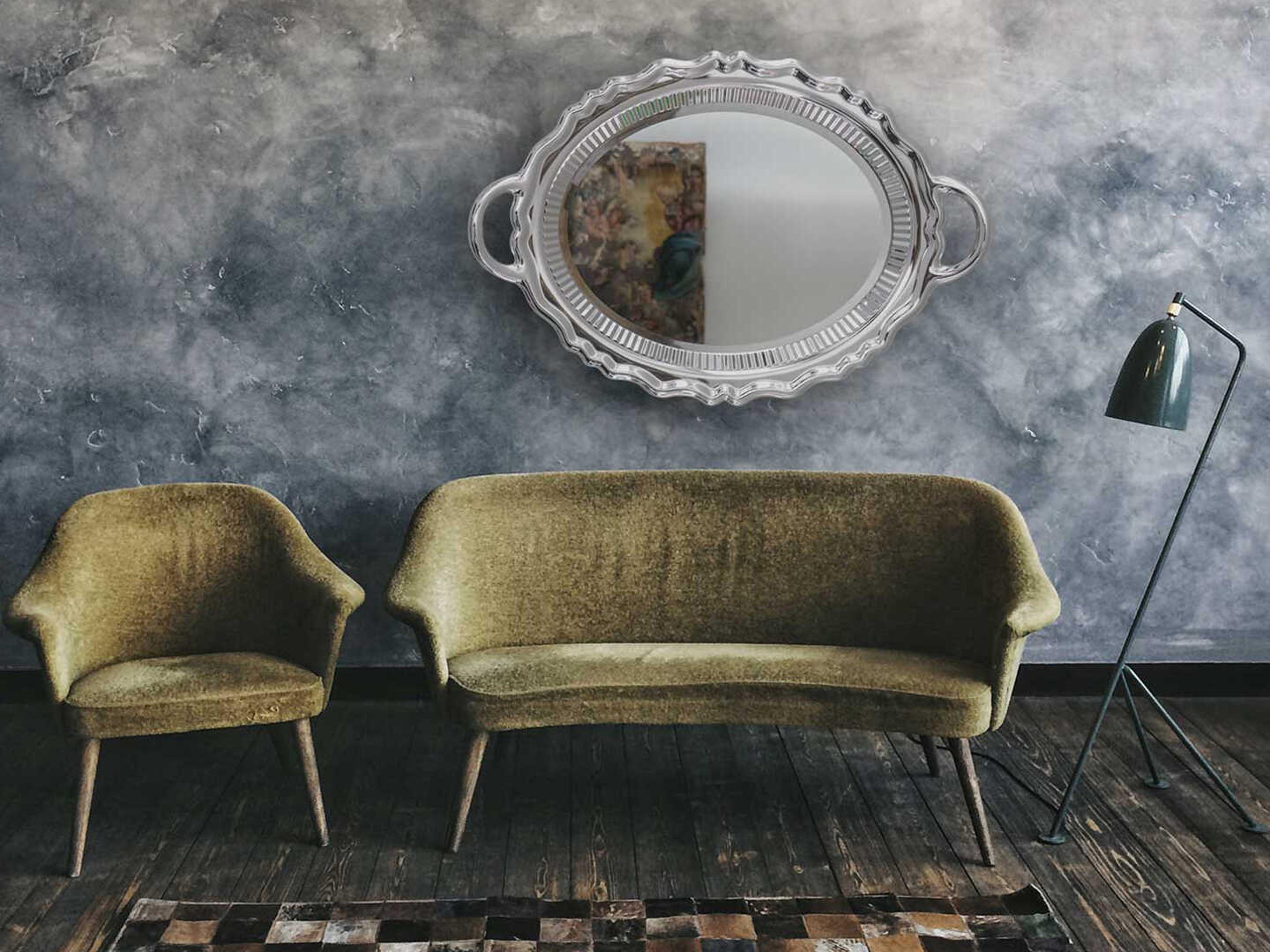 Qeeboo Plateau Silver Oval Wall Mirror