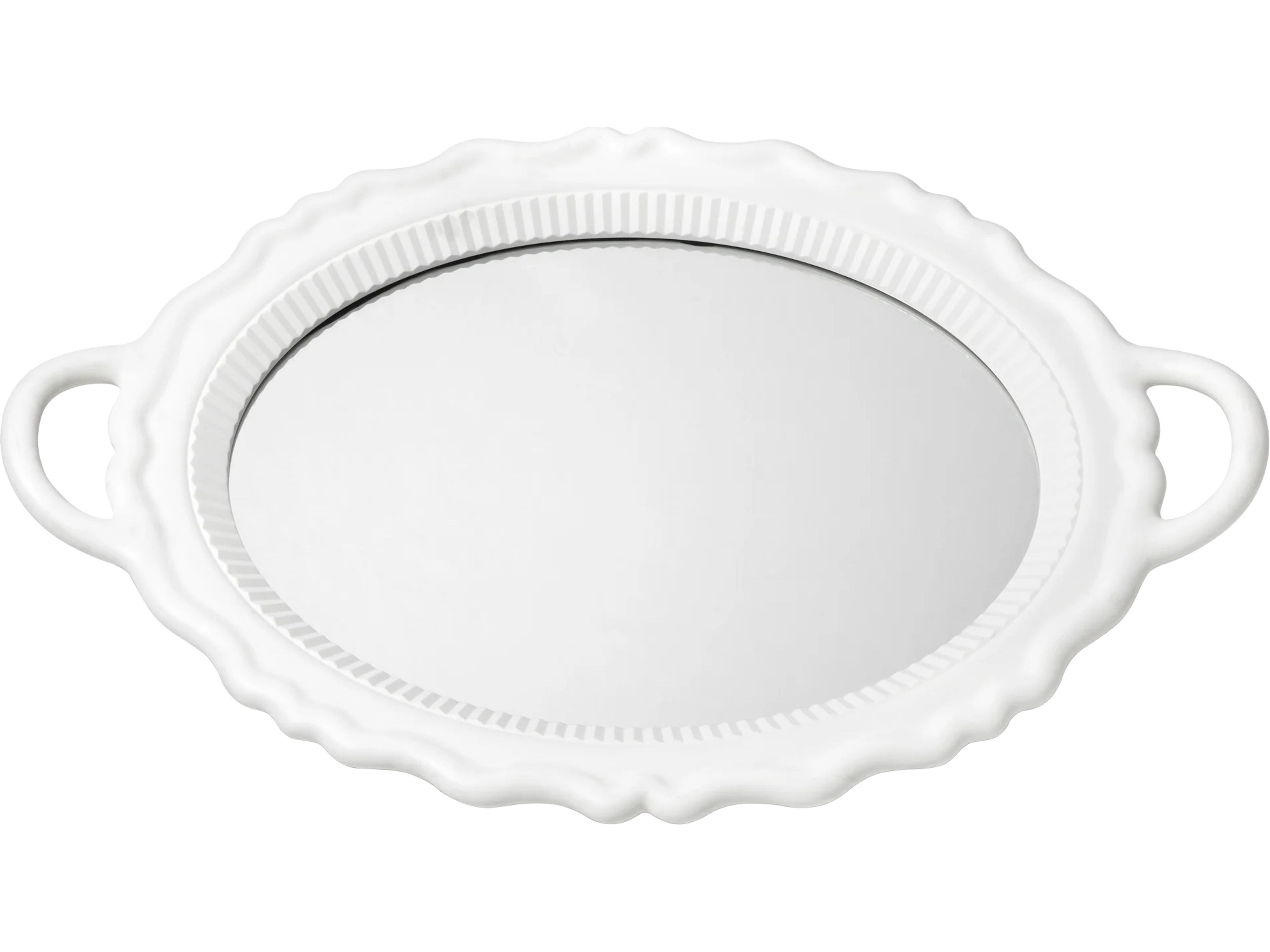 Qeeboo Plateau White Oval Wall Mirror