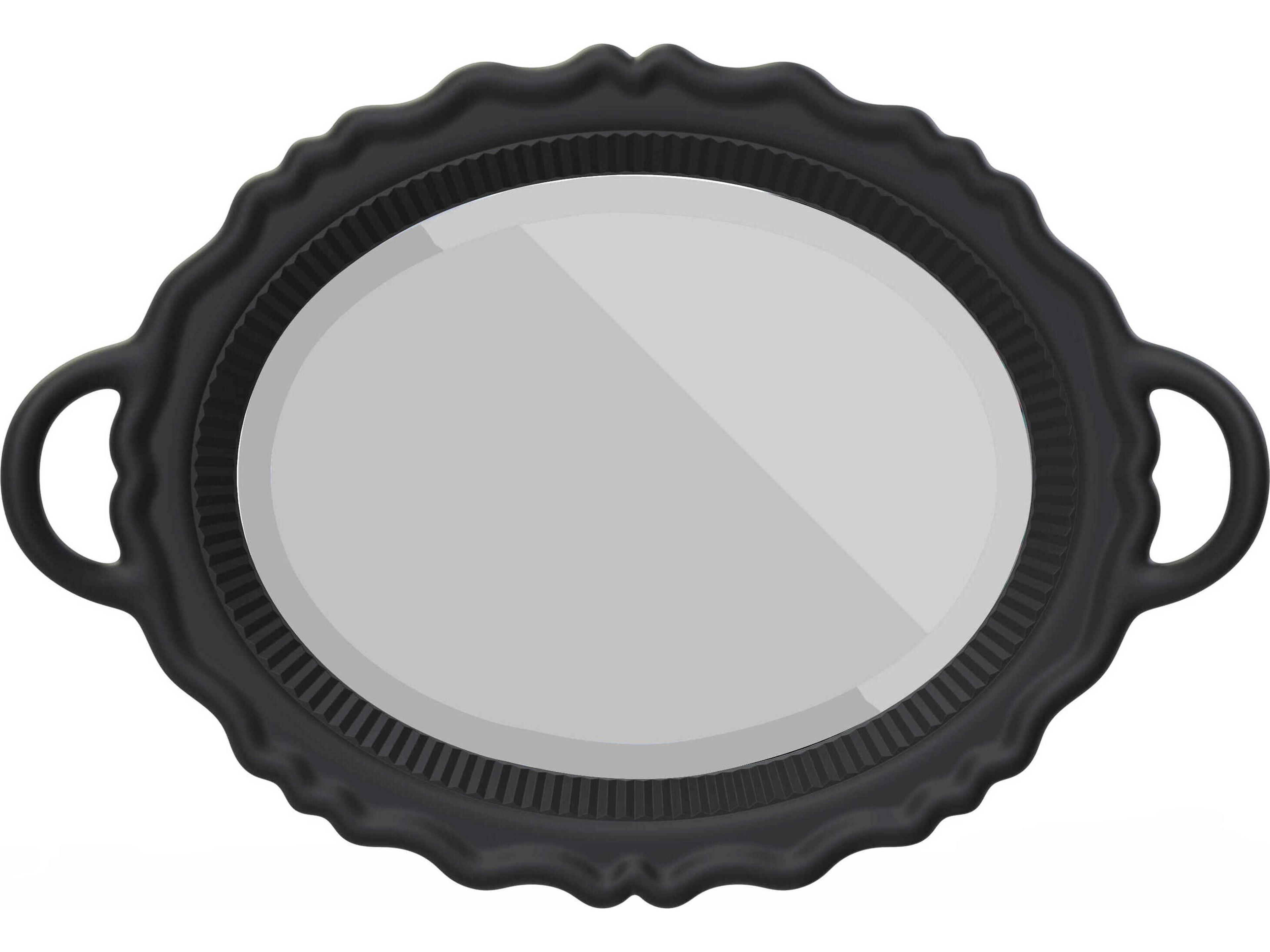 Qeeboo Plateau Black Oval Wall Mirror