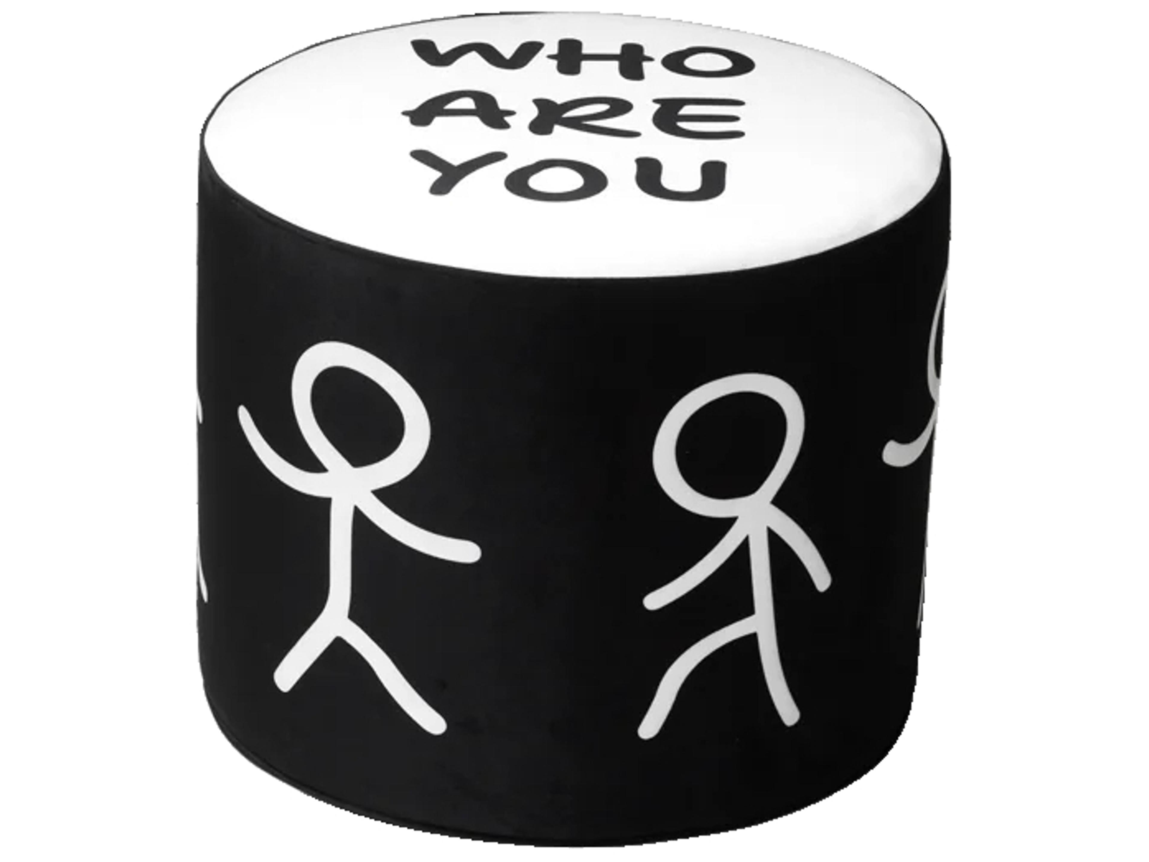 Linescapes White Who Are You Upholstered Pouf