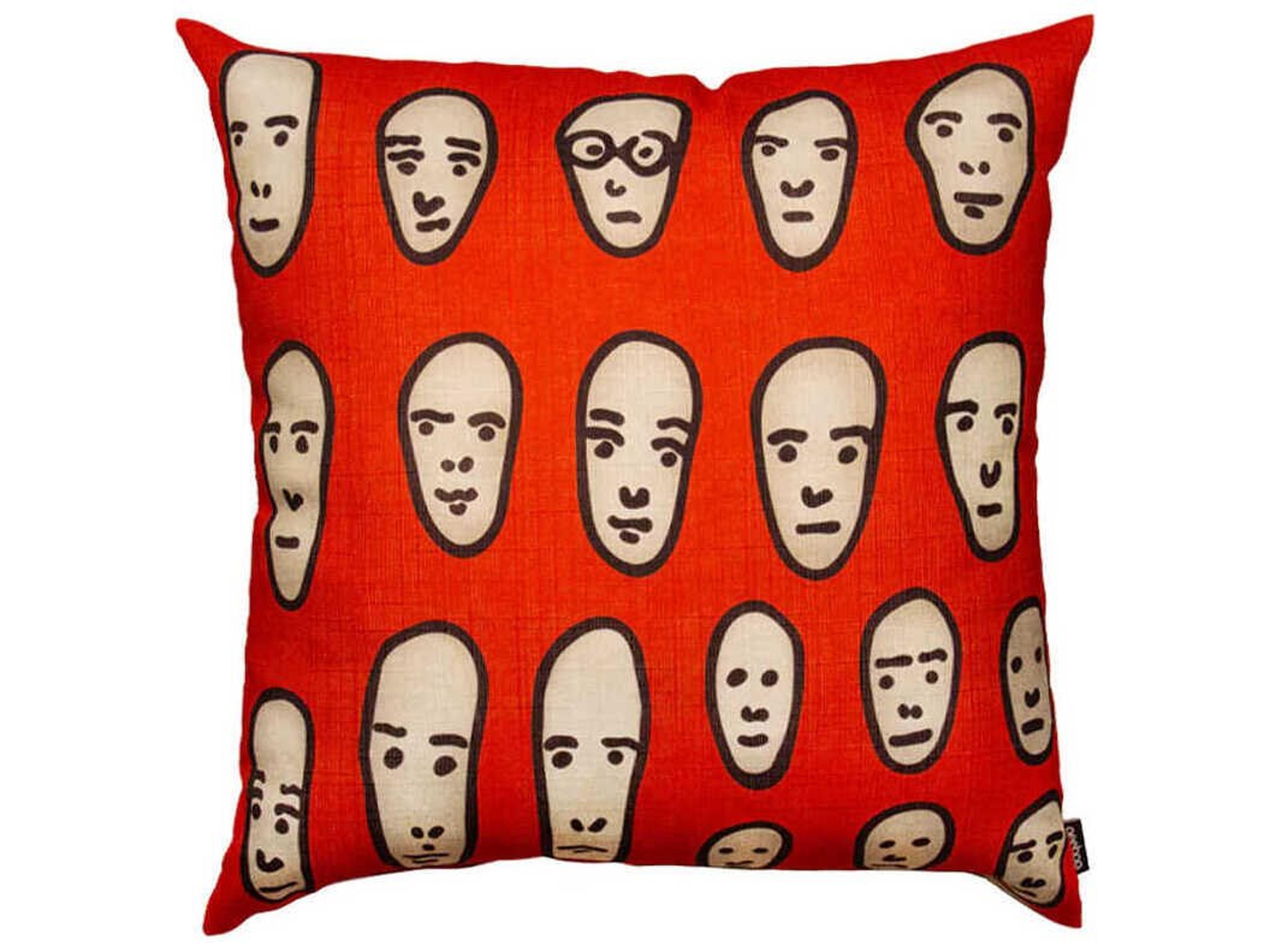 Genetic Tales Faces on Red Pillow