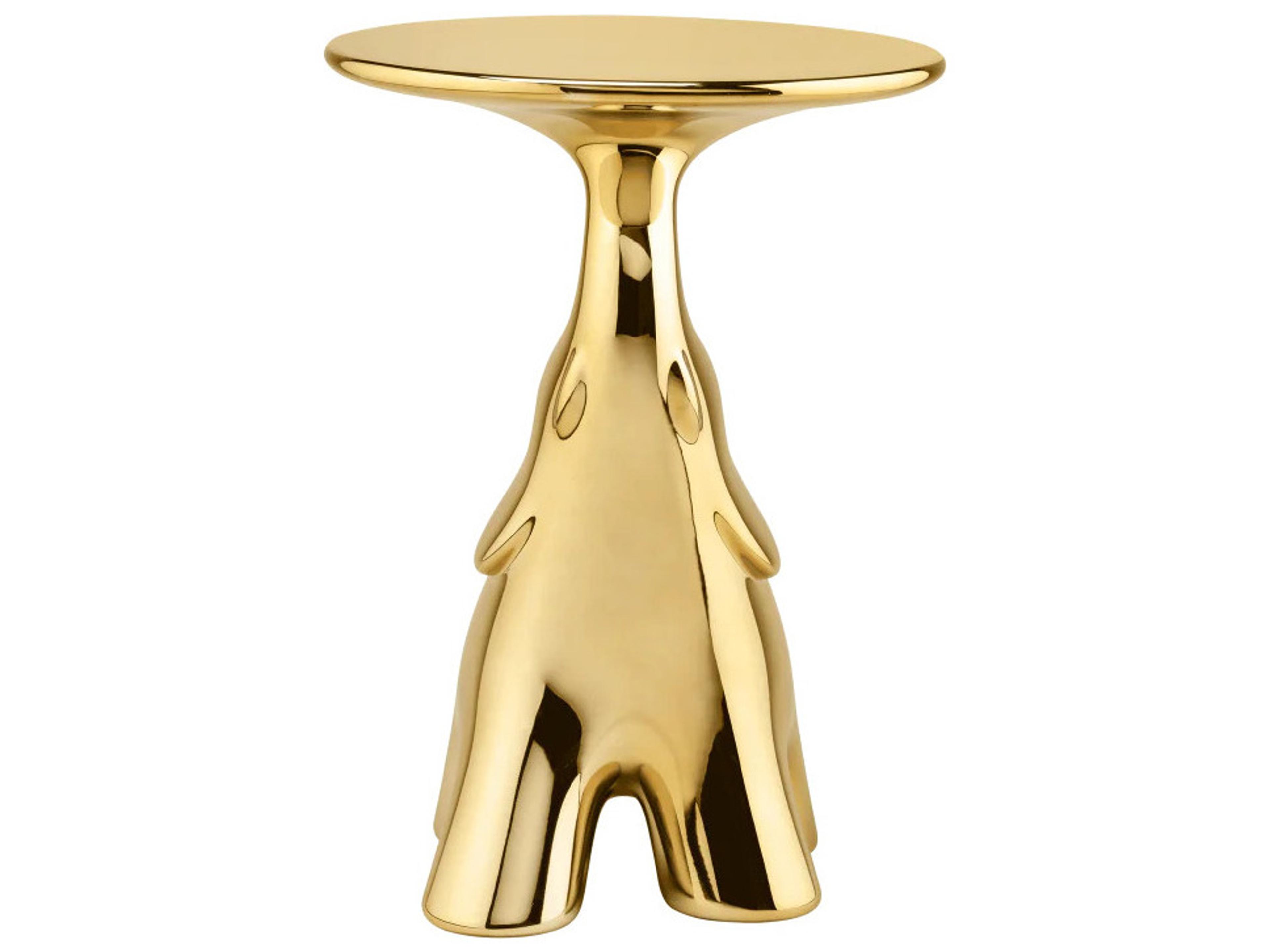 Qeeboo Pako Round Plastic Gold End Table