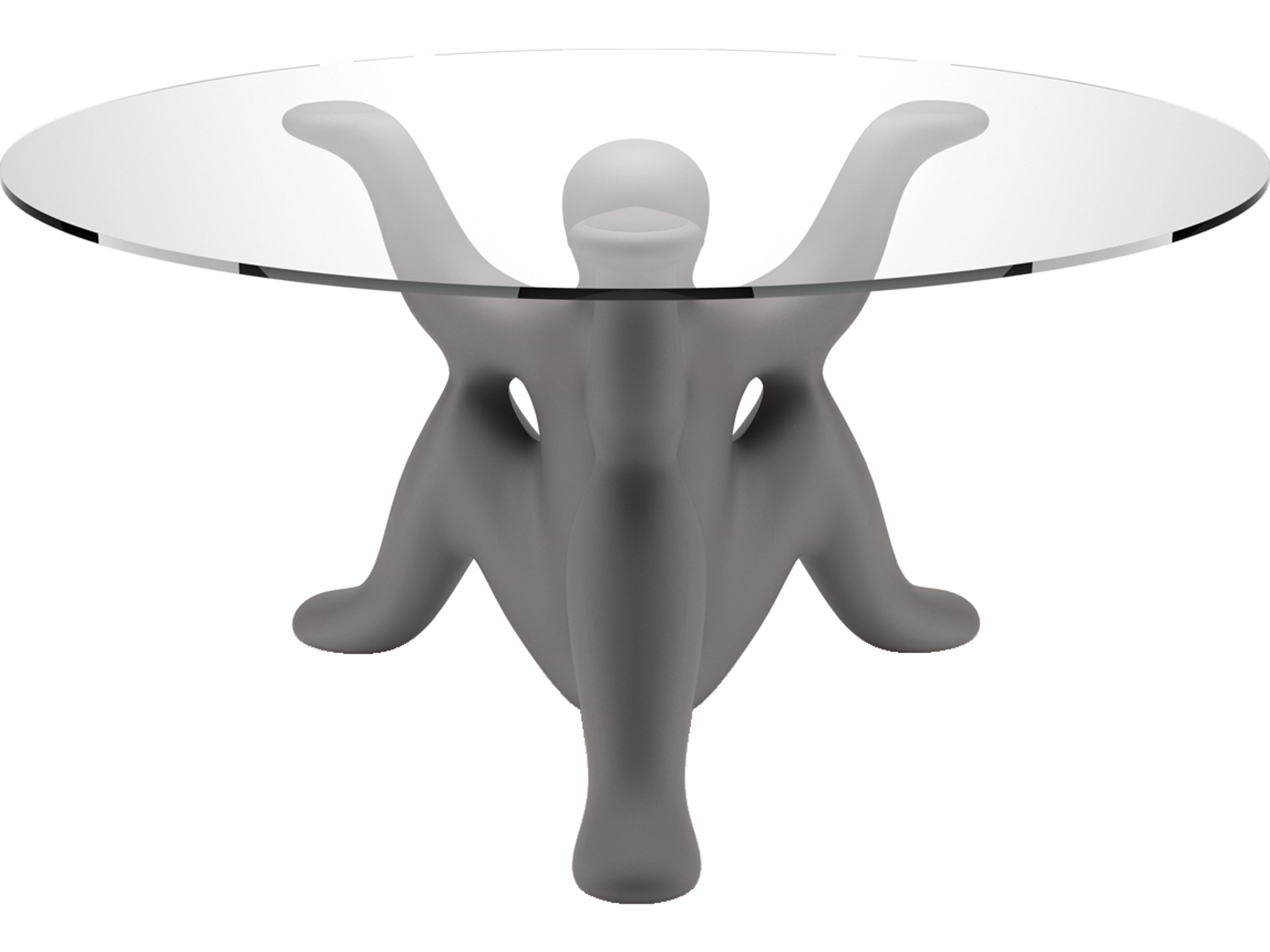 Qeeboo Helpyourself Round Glass Black Dining Table