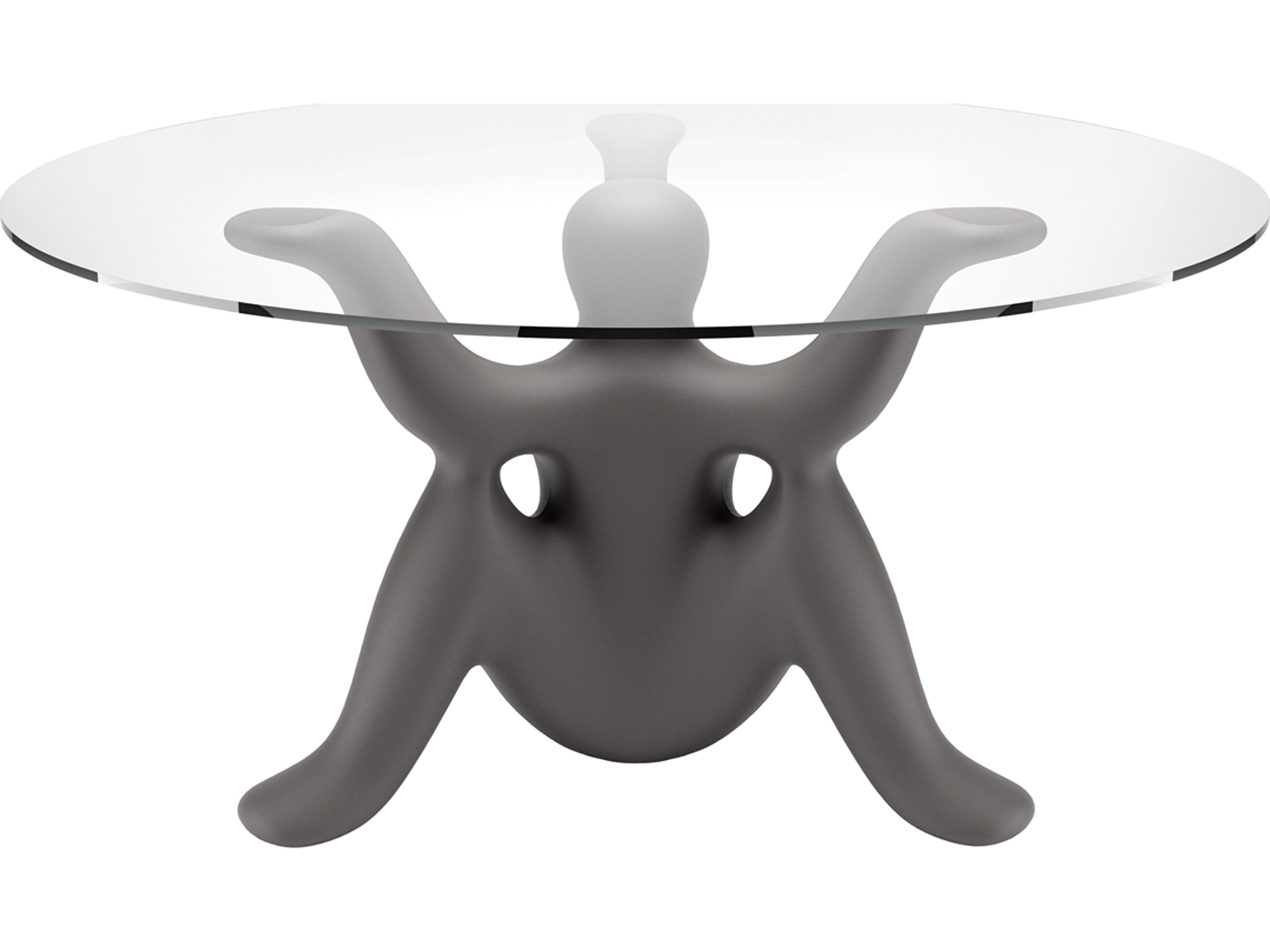 Qeeboo Helpyourself Round Glass Black Dining Table