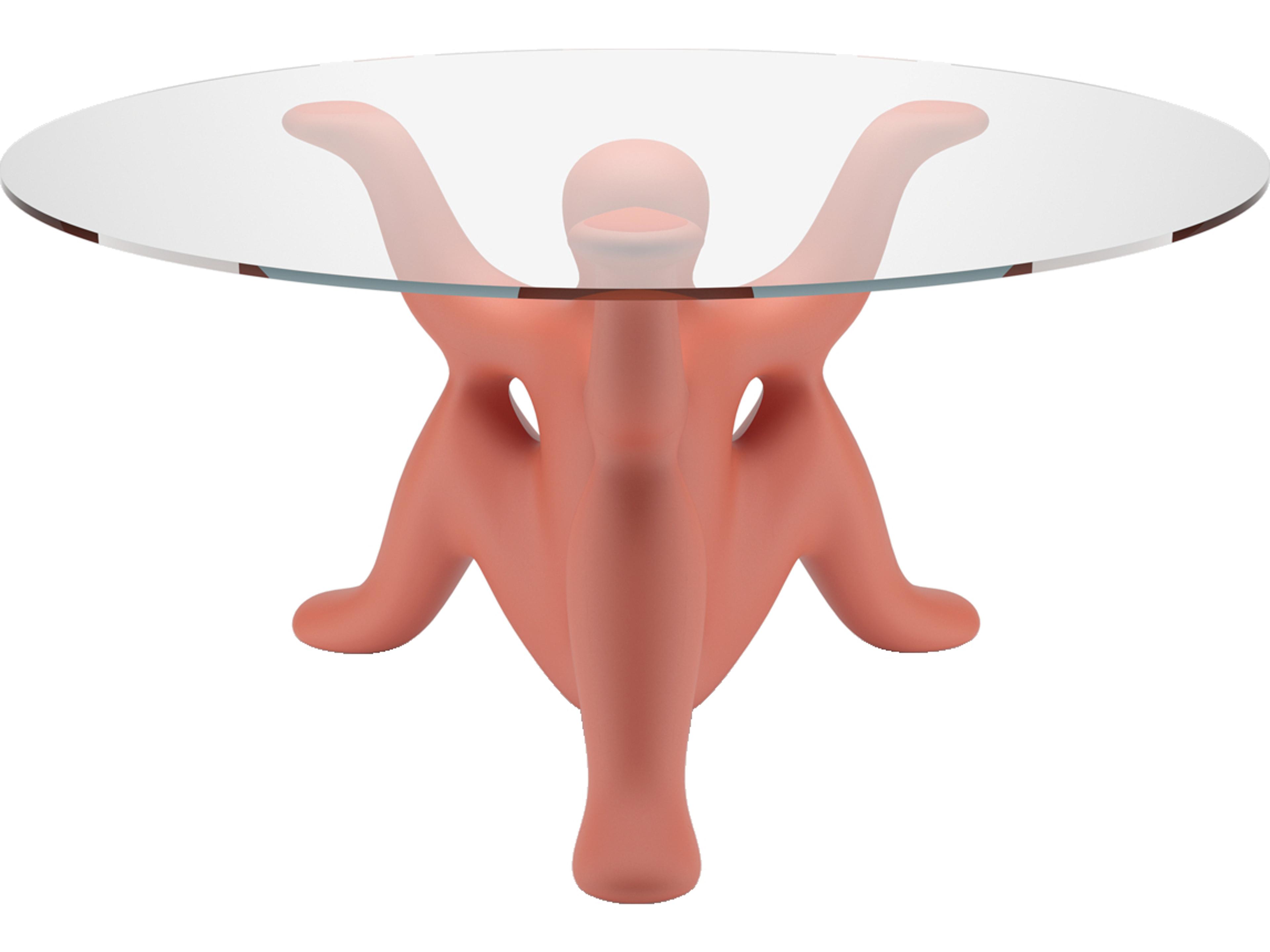 Qeeboo Helpyourself Round Glass Terracotta Dining Table