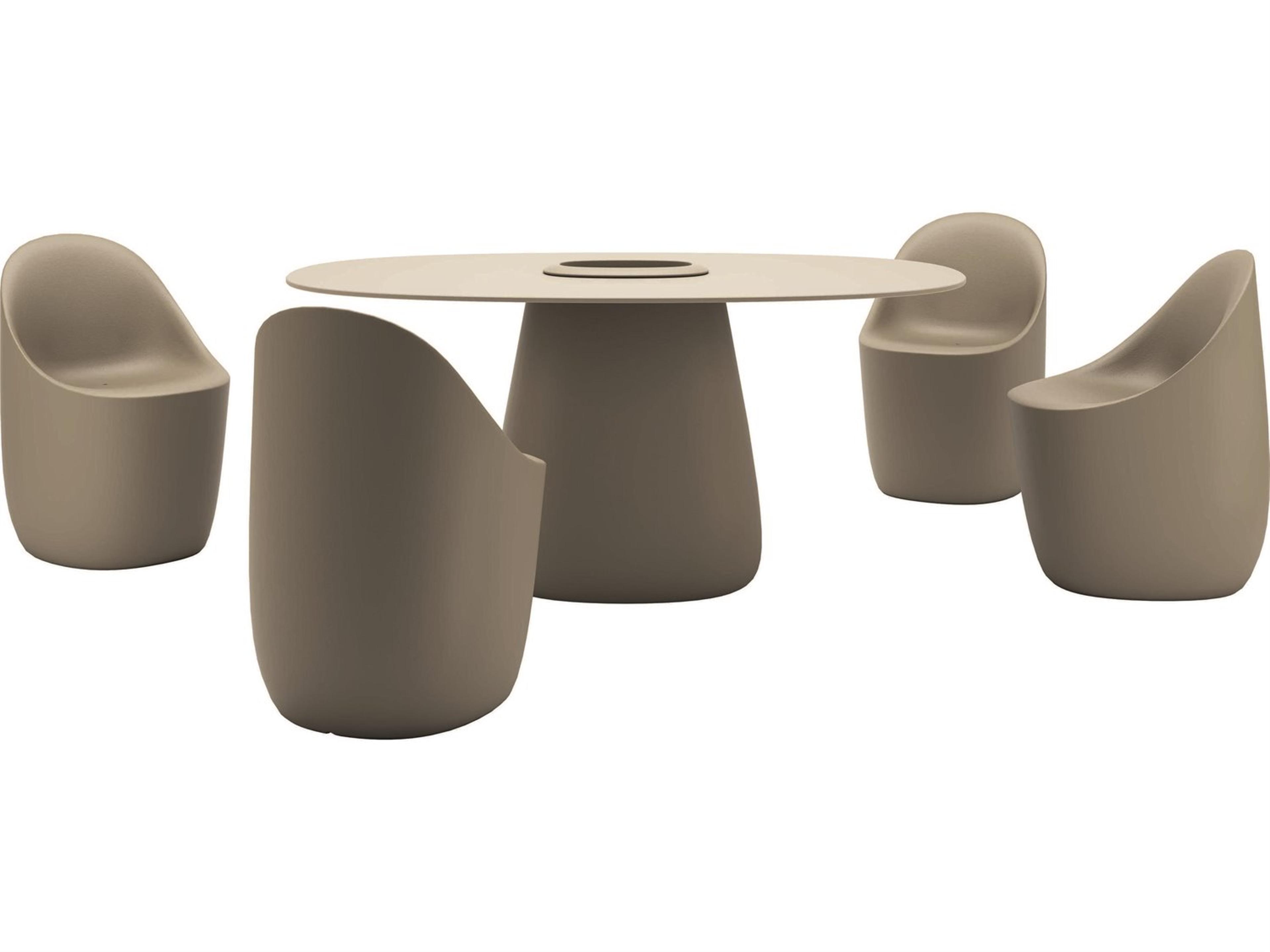 Qeeboo Cobble Ottawa Moleskin Beige Armless Dining Chair