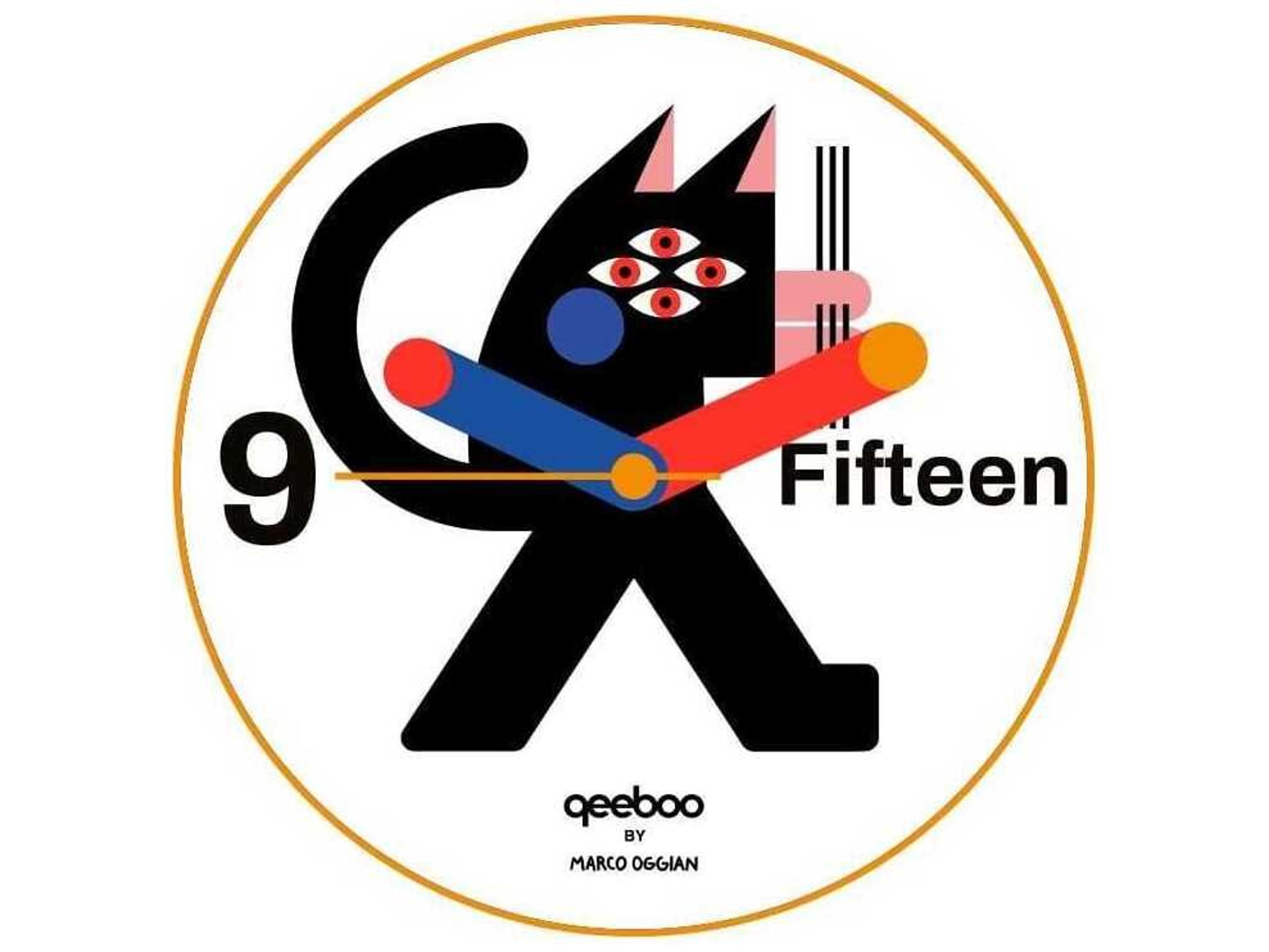 Qeeboo Oggian Black Cat Wall Clock