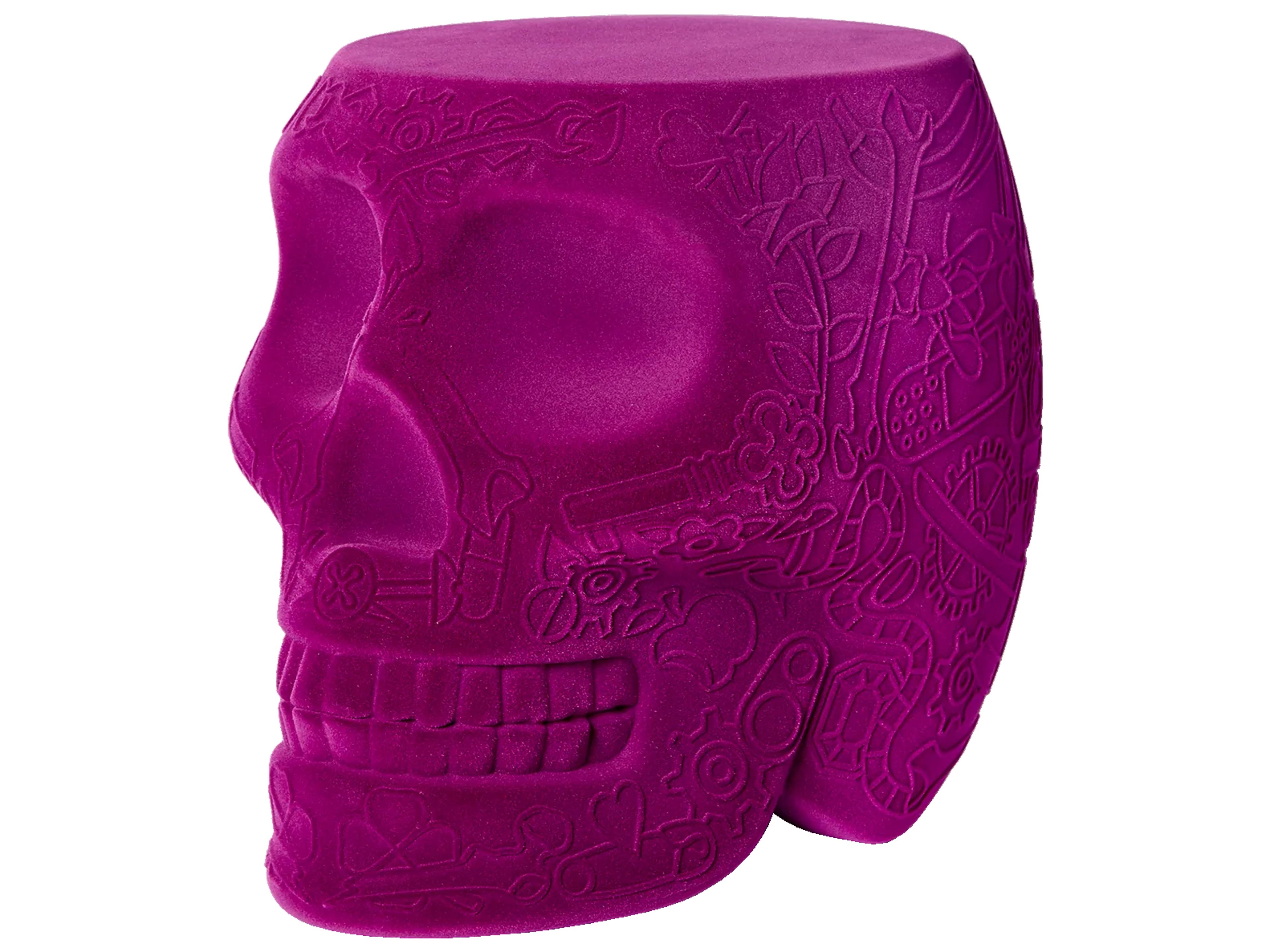 Qeeboo Mexico Violet Velvet Purple Upholstered Accent Stool and Side Table