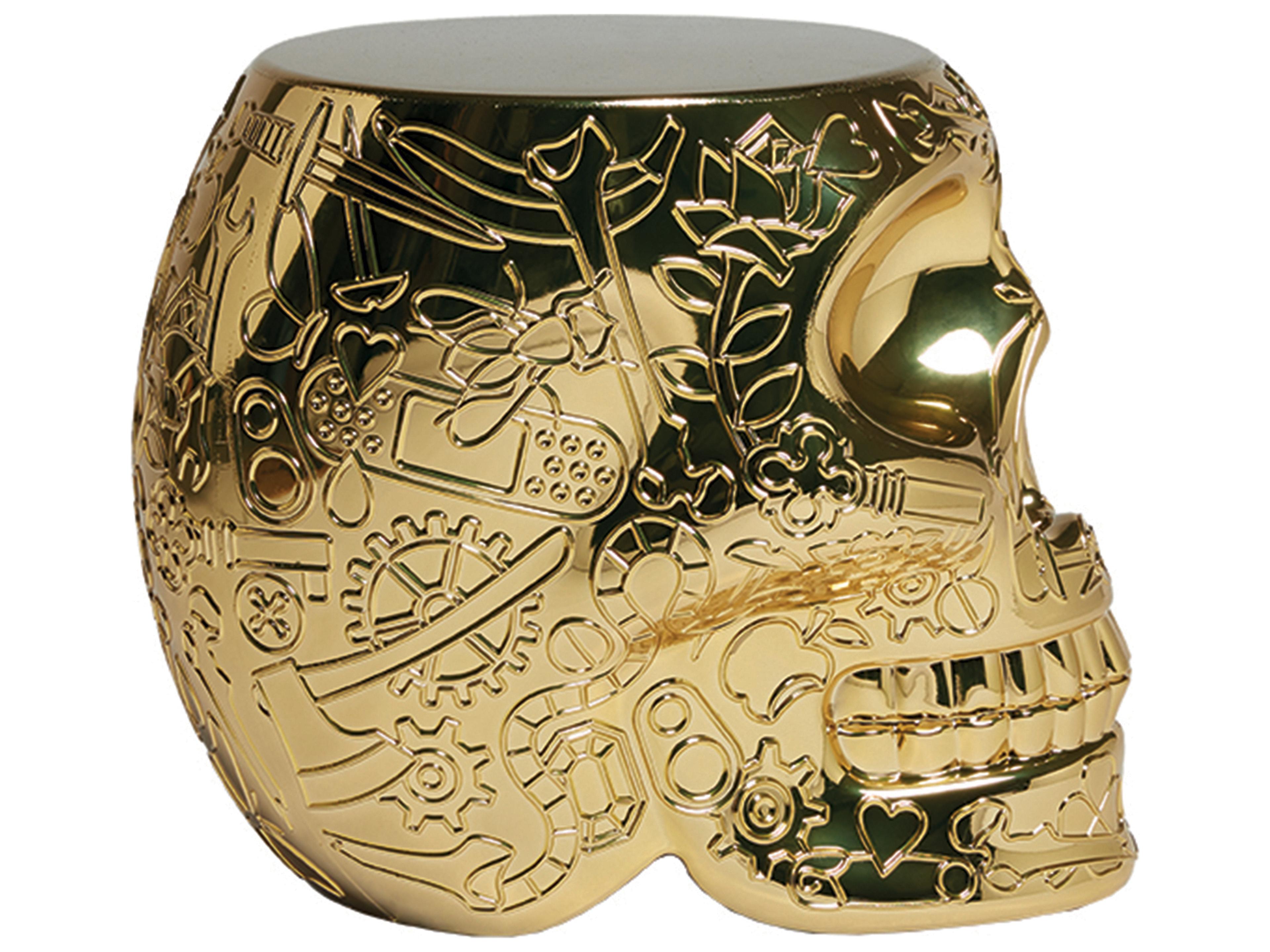 Qeeboo Mexico Gold Accent Stool and Side Table