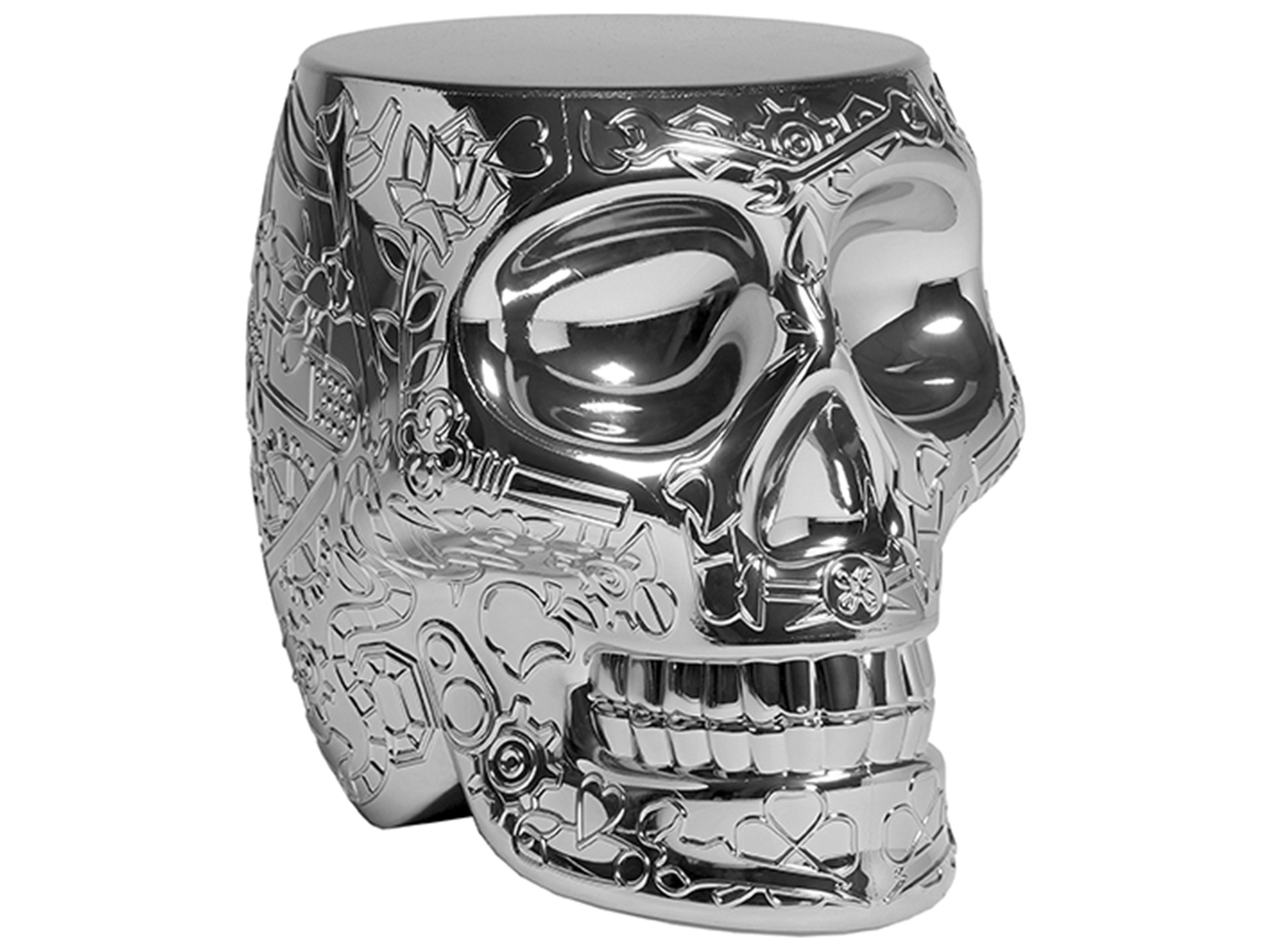 Qeeboo Mexico Silver Accent Stool and Side Table