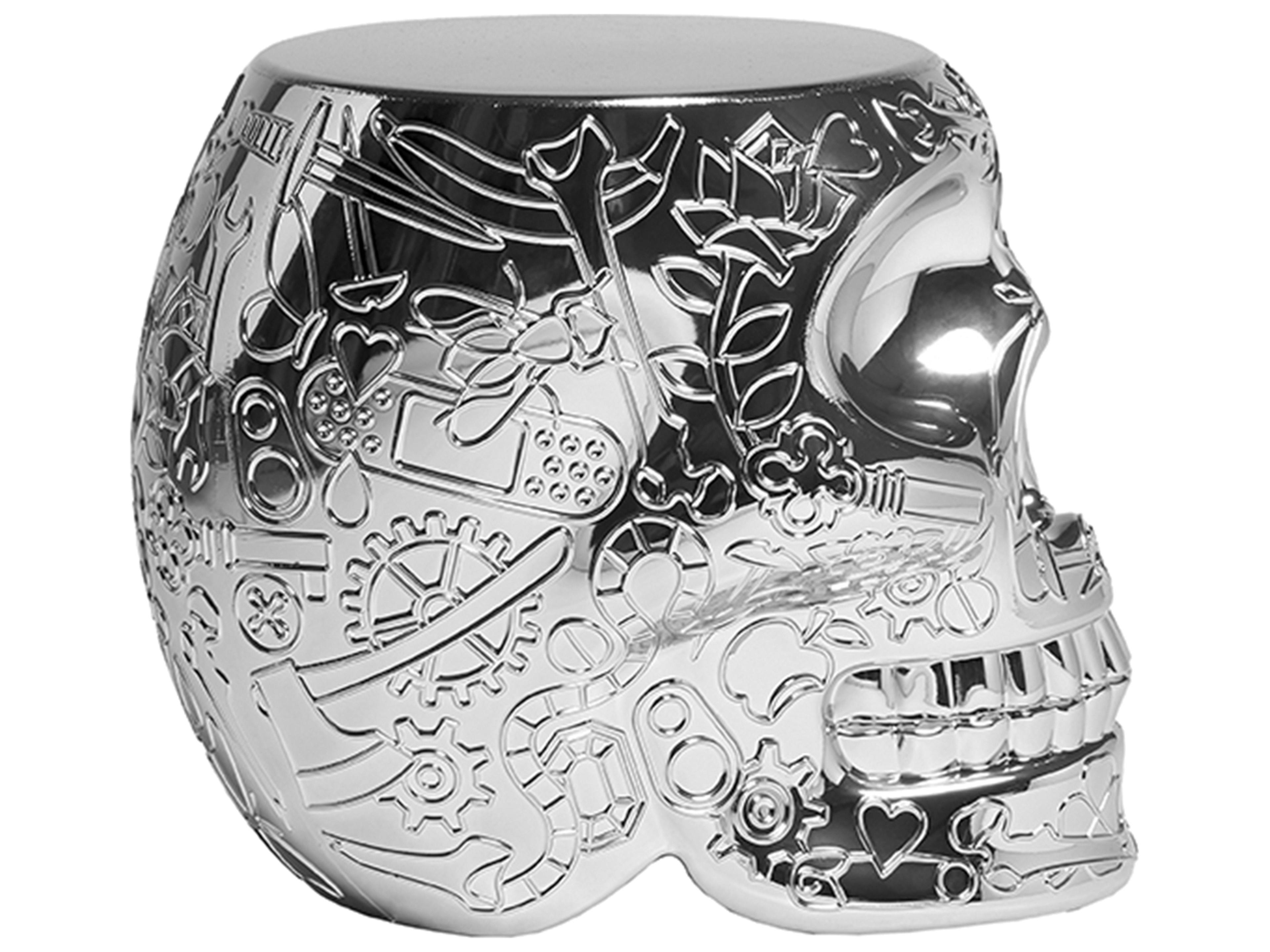 Qeeboo Mexico Silver Accent Stool and Side Table