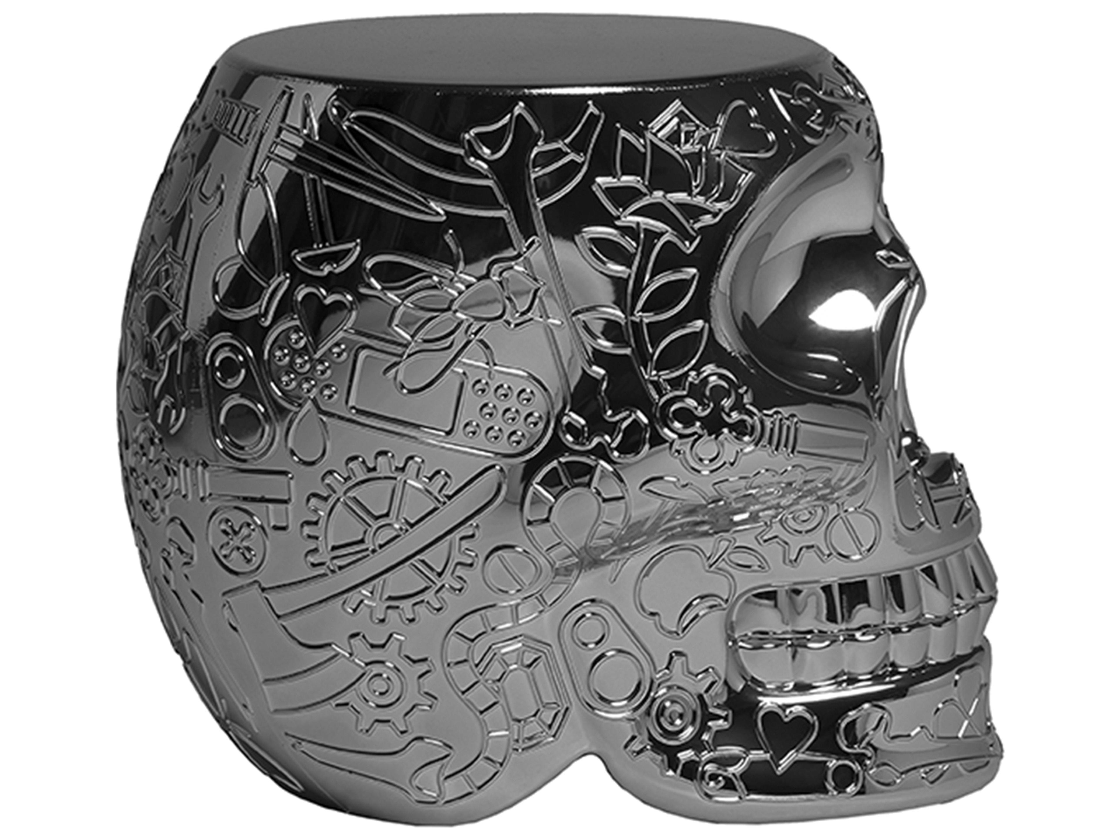 Qeeboo Mexico Titanium Gray Accent Stool and Side Table