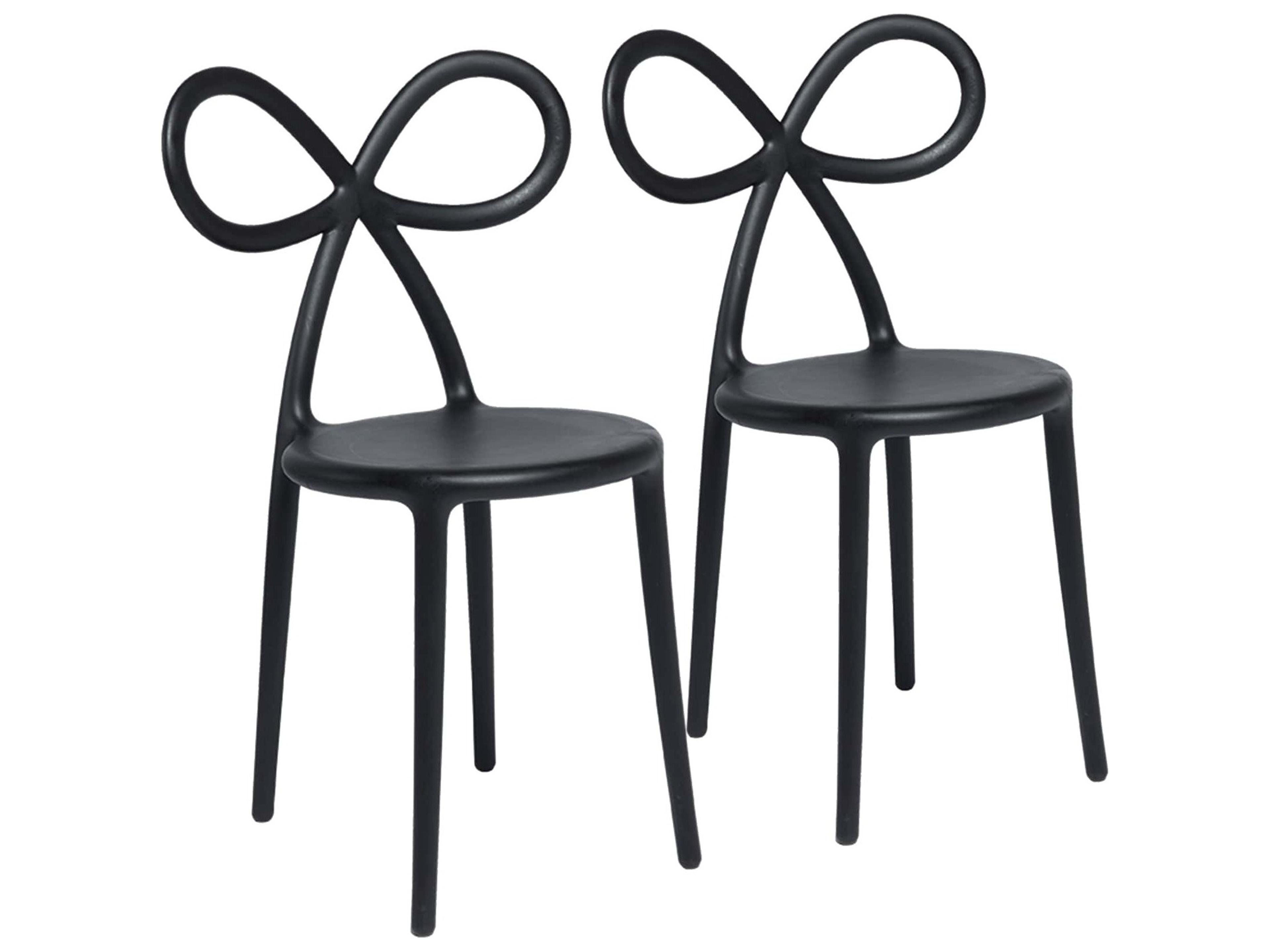 Ribbon Black Armless Dining Chair (Set of 2)