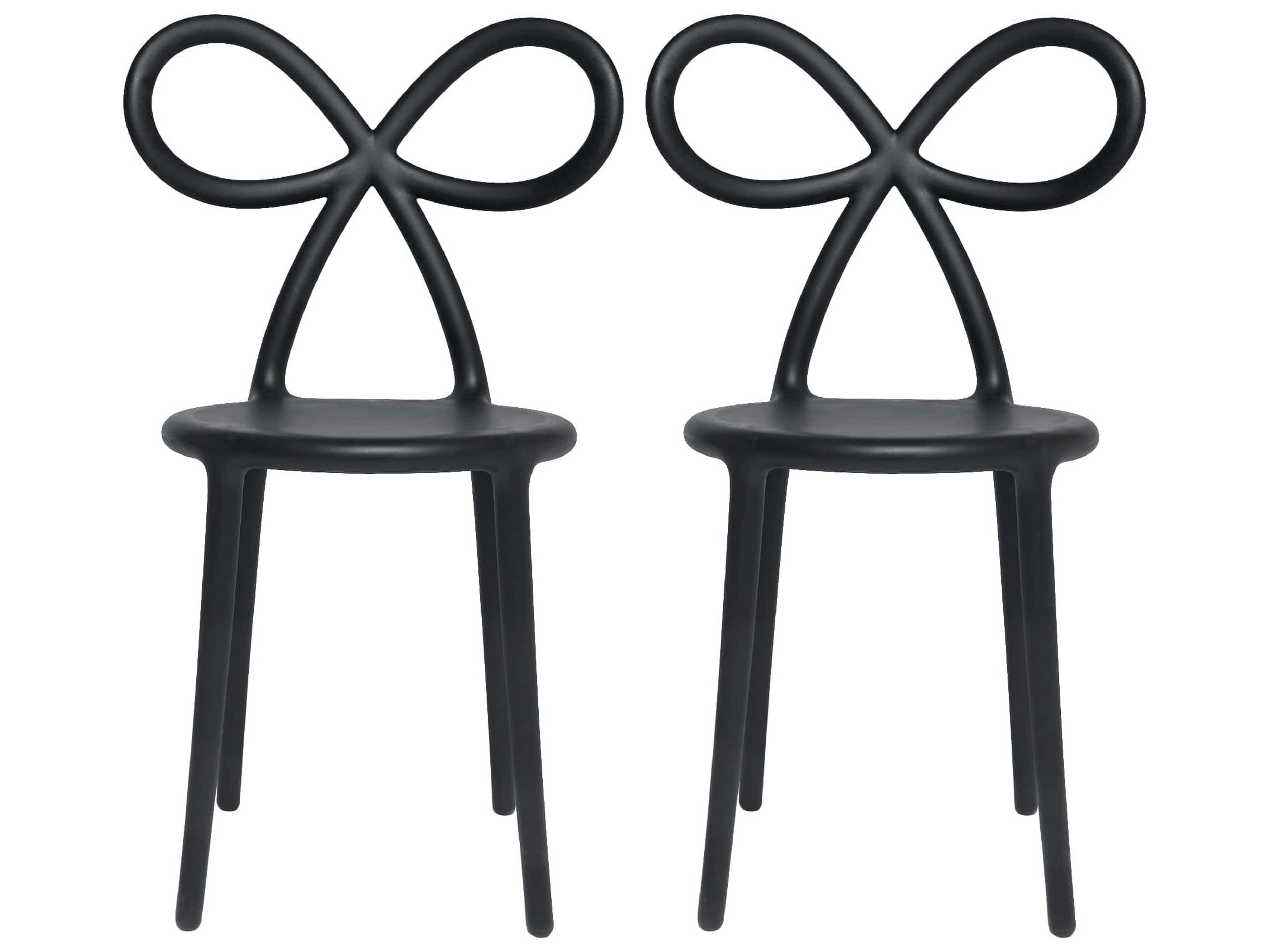 Qeeboo Ribbon Black Armless Dining Chair (Set of 2)