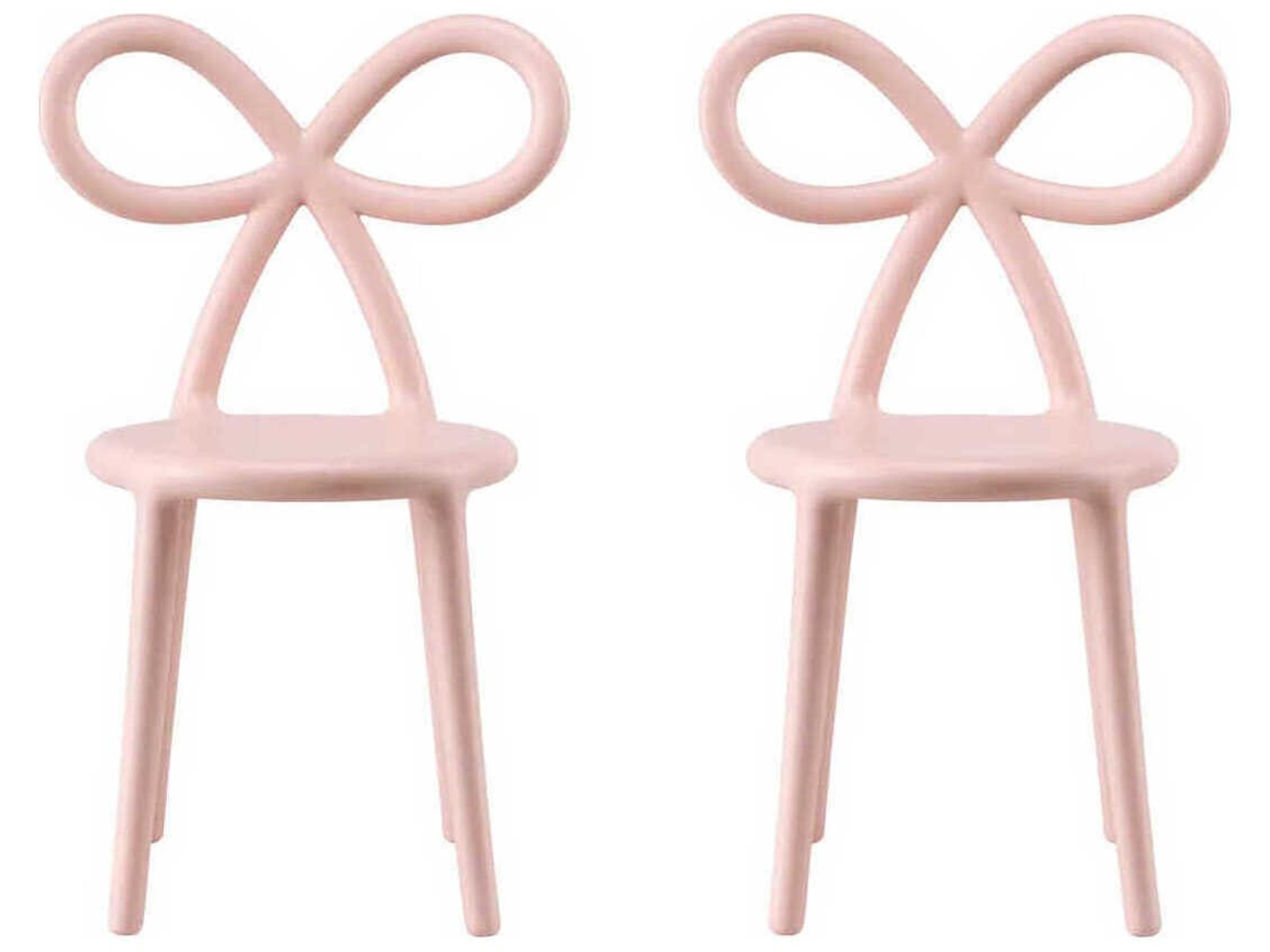 Ribbon Pink Armless Dining Chair Set of 2