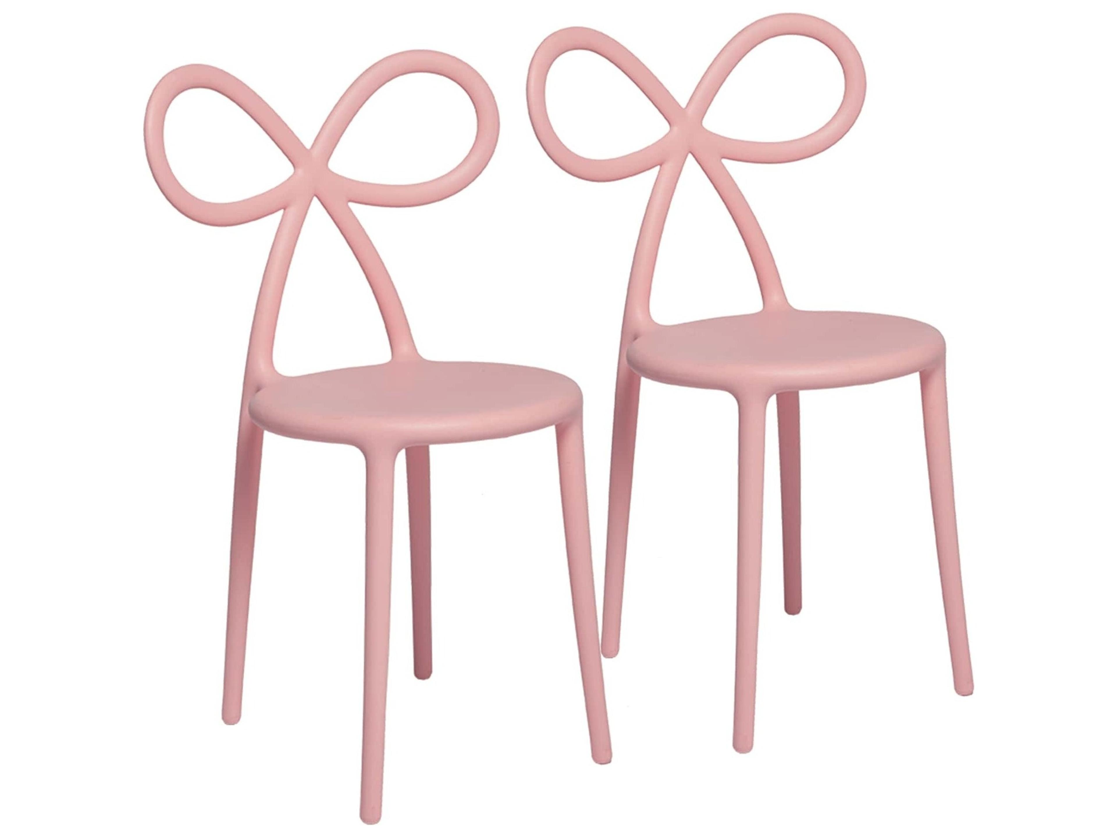 Qeeboo Ribbon Pink Armless Dining Chair (Set of 2)