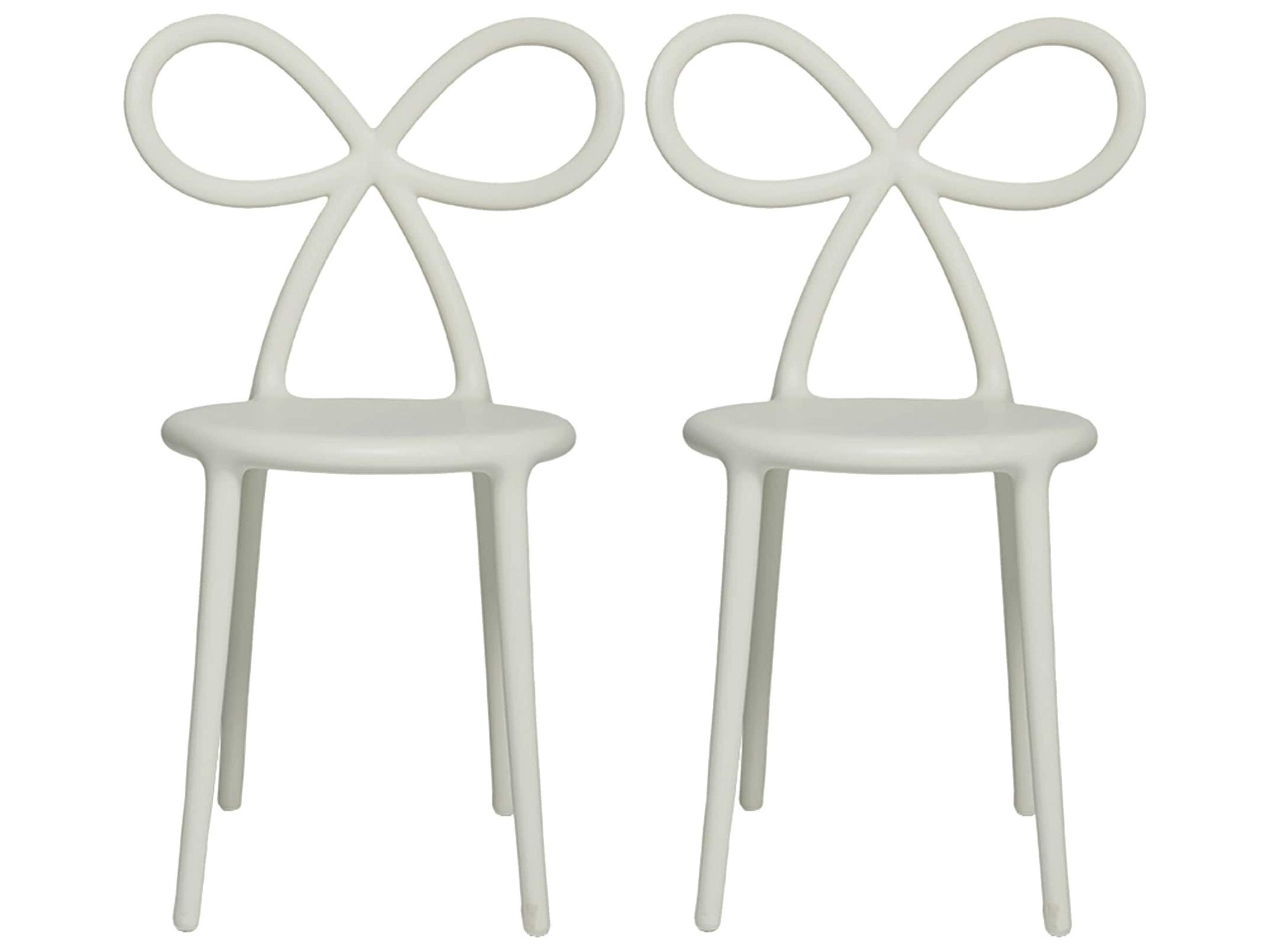 Qeeboo Ribbon White Armless Dining Chair (Set of 2)