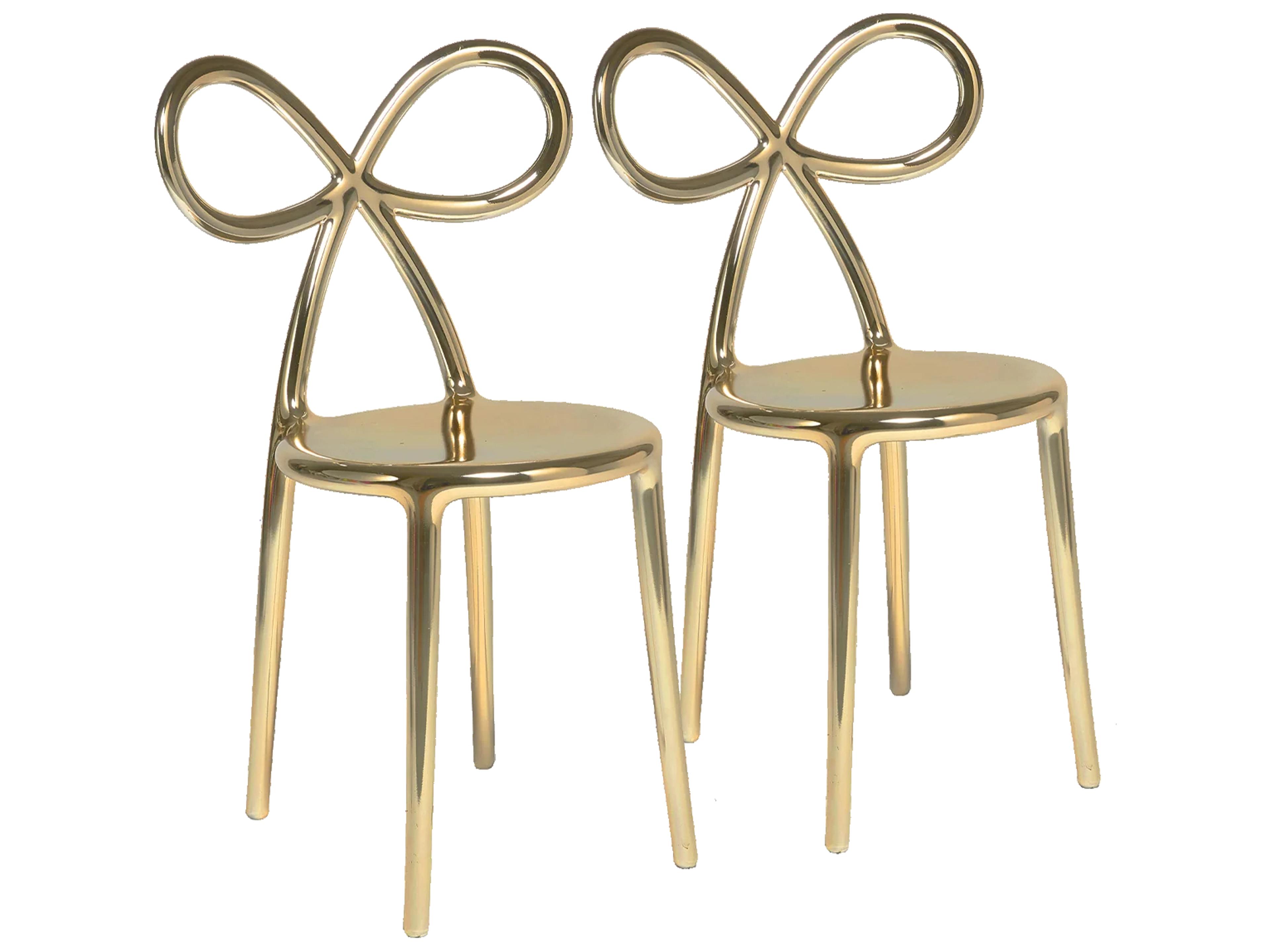 Ribbon Gold Armless Dining Chair (Set of 2)