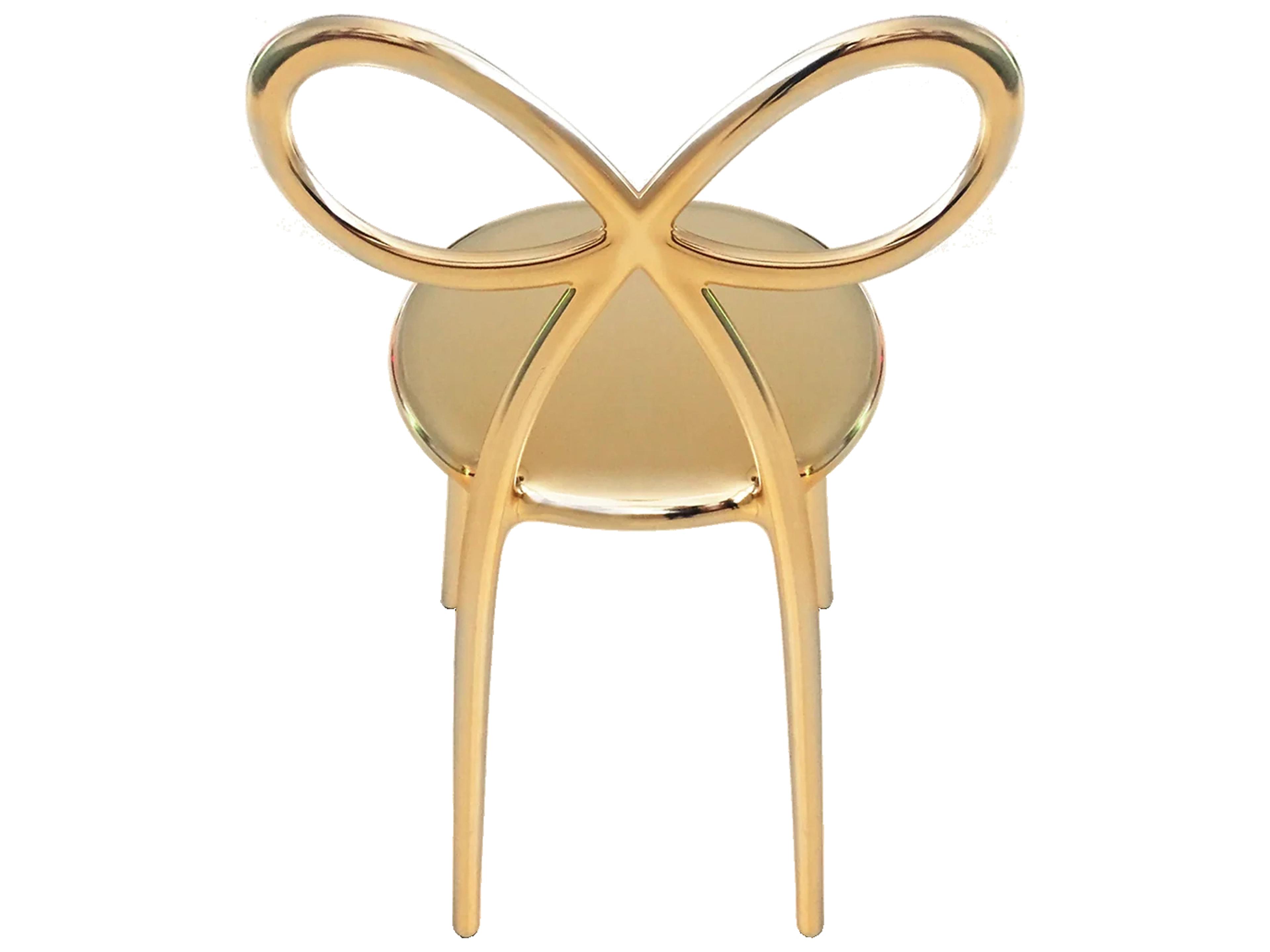 Qeeboo Ribbon Gold Armless Dining Chair