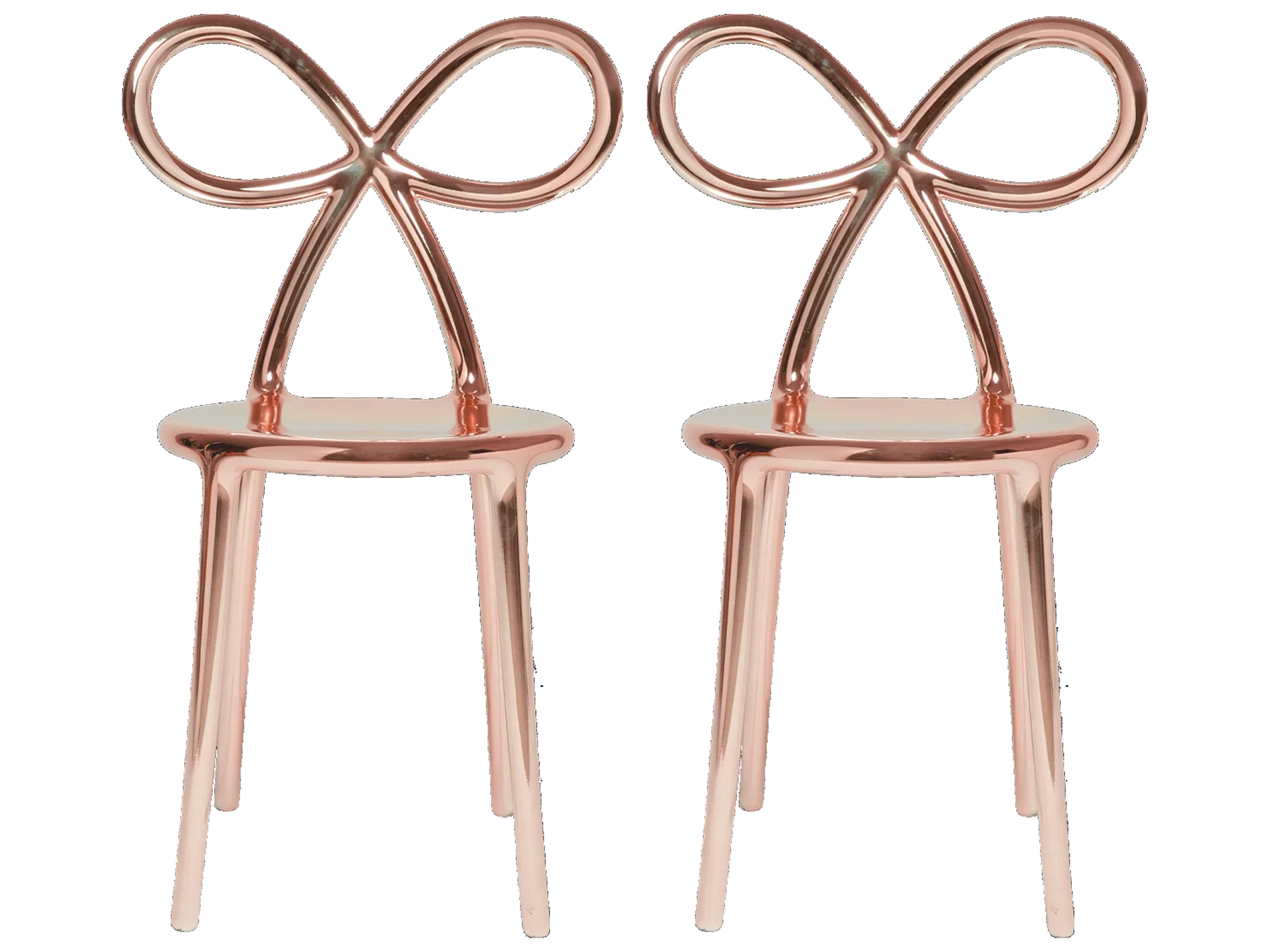 Qeeboo Ribbon Pink Armless Dining Chair (Set of 2)