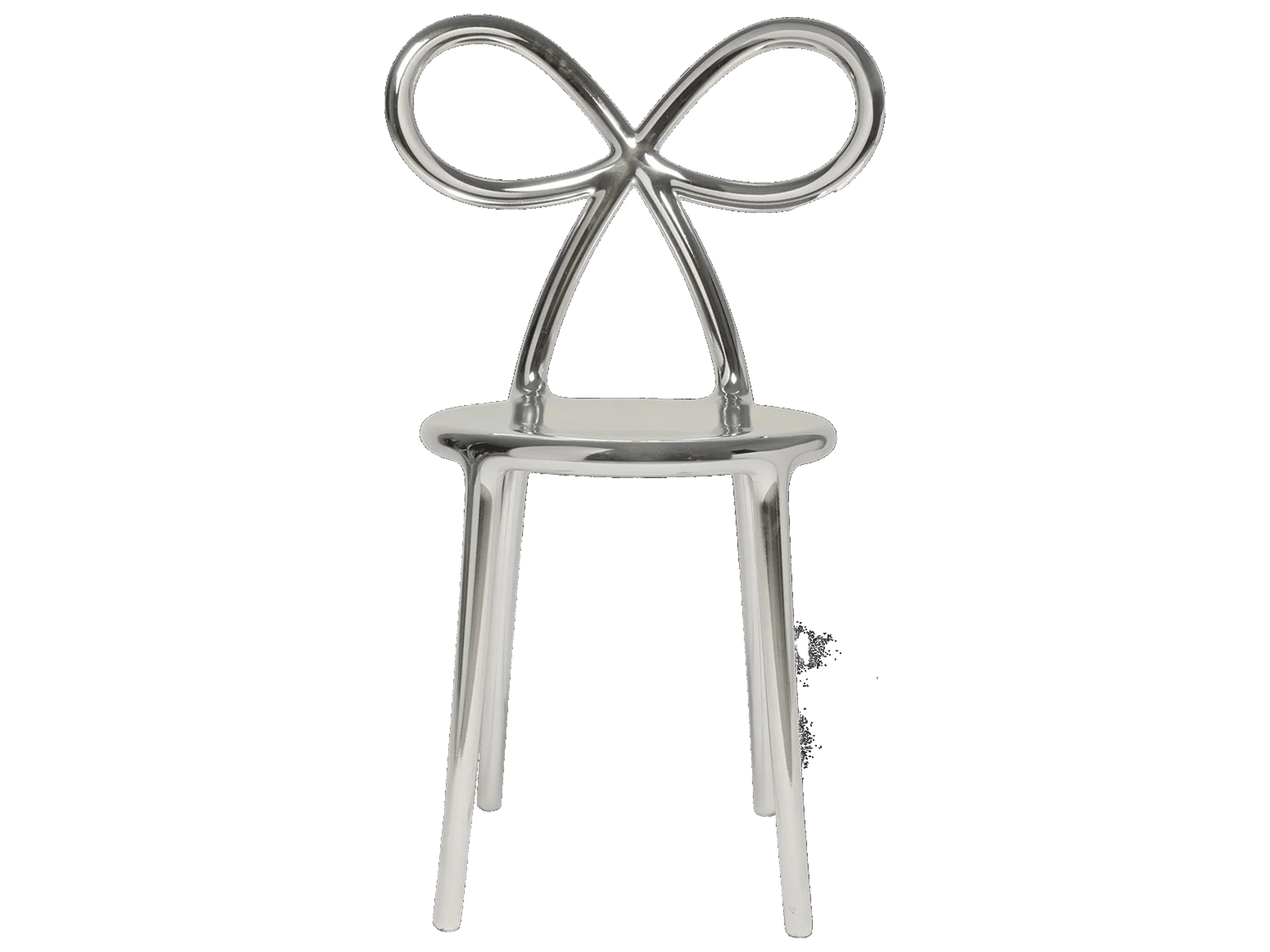 Qeeboo Ribbon Silver Armless Dining Chair