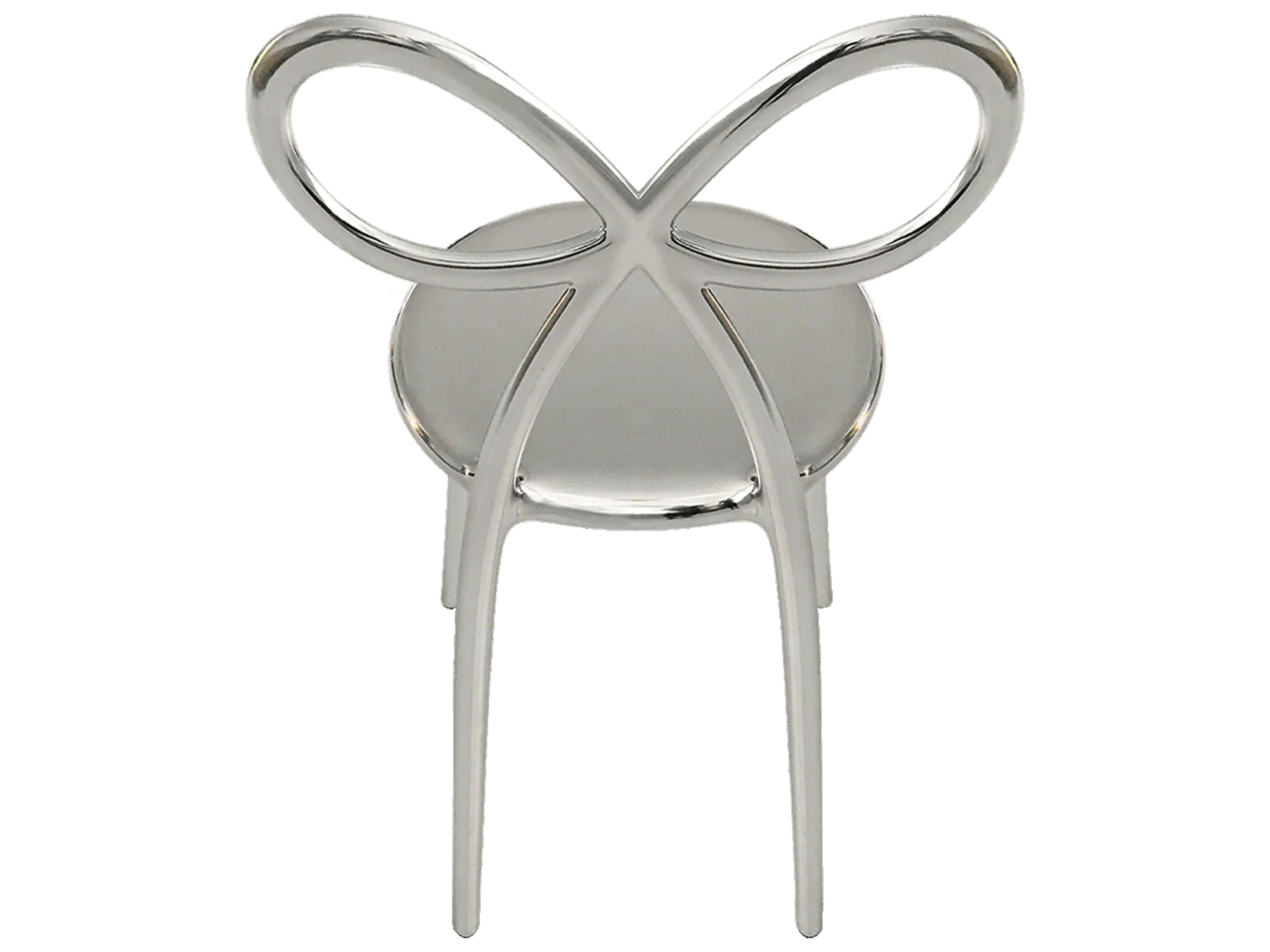 Qeeboo Ribbon Silver Armless Dining Chair