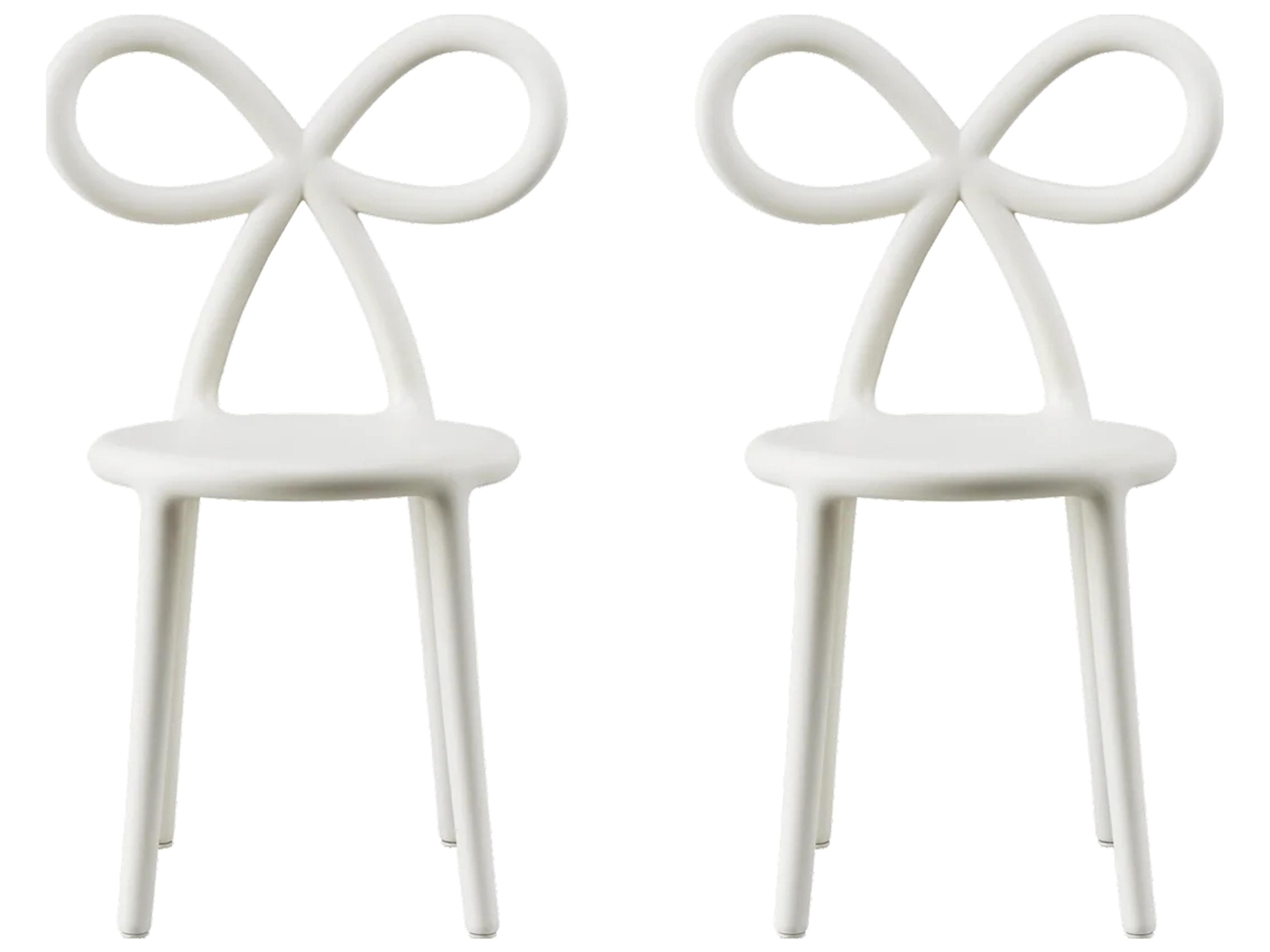 Ribbon Baby White Armless Dining Chair (Set of 2)