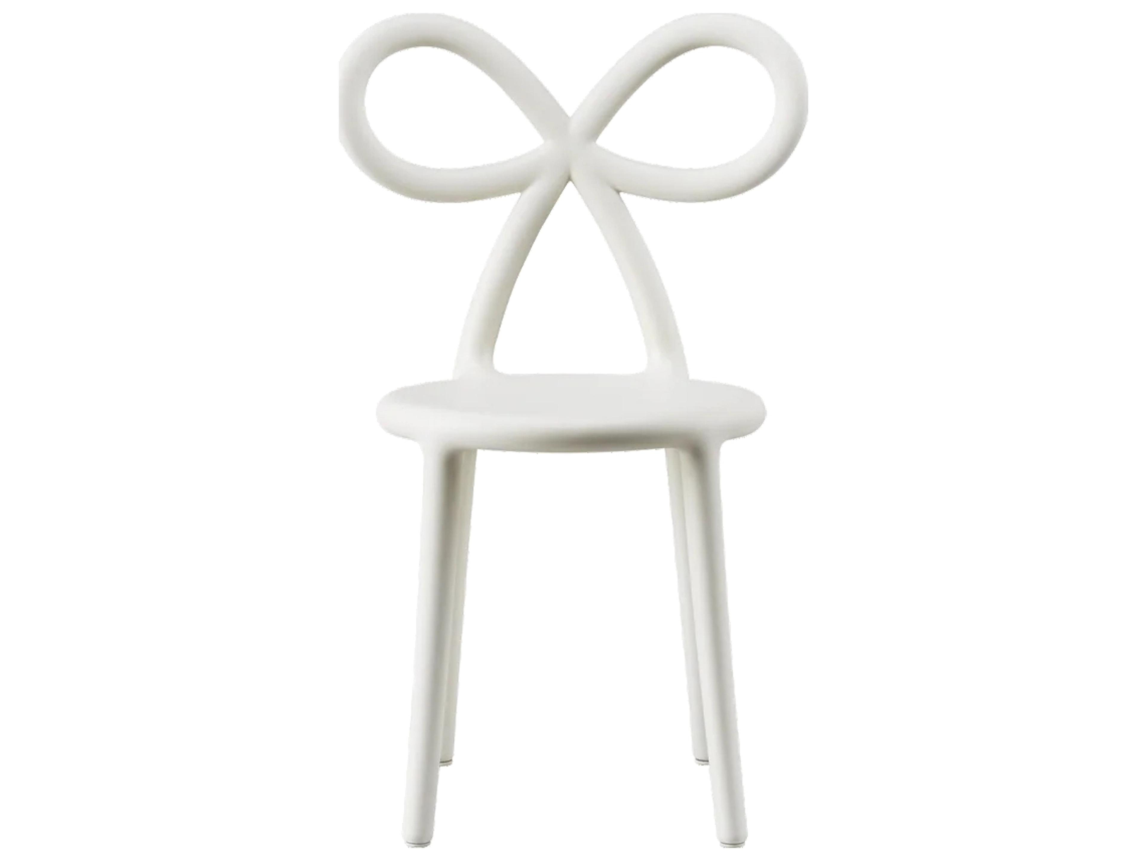Qeeboo Ribbon Baby White Armless Dining Chair