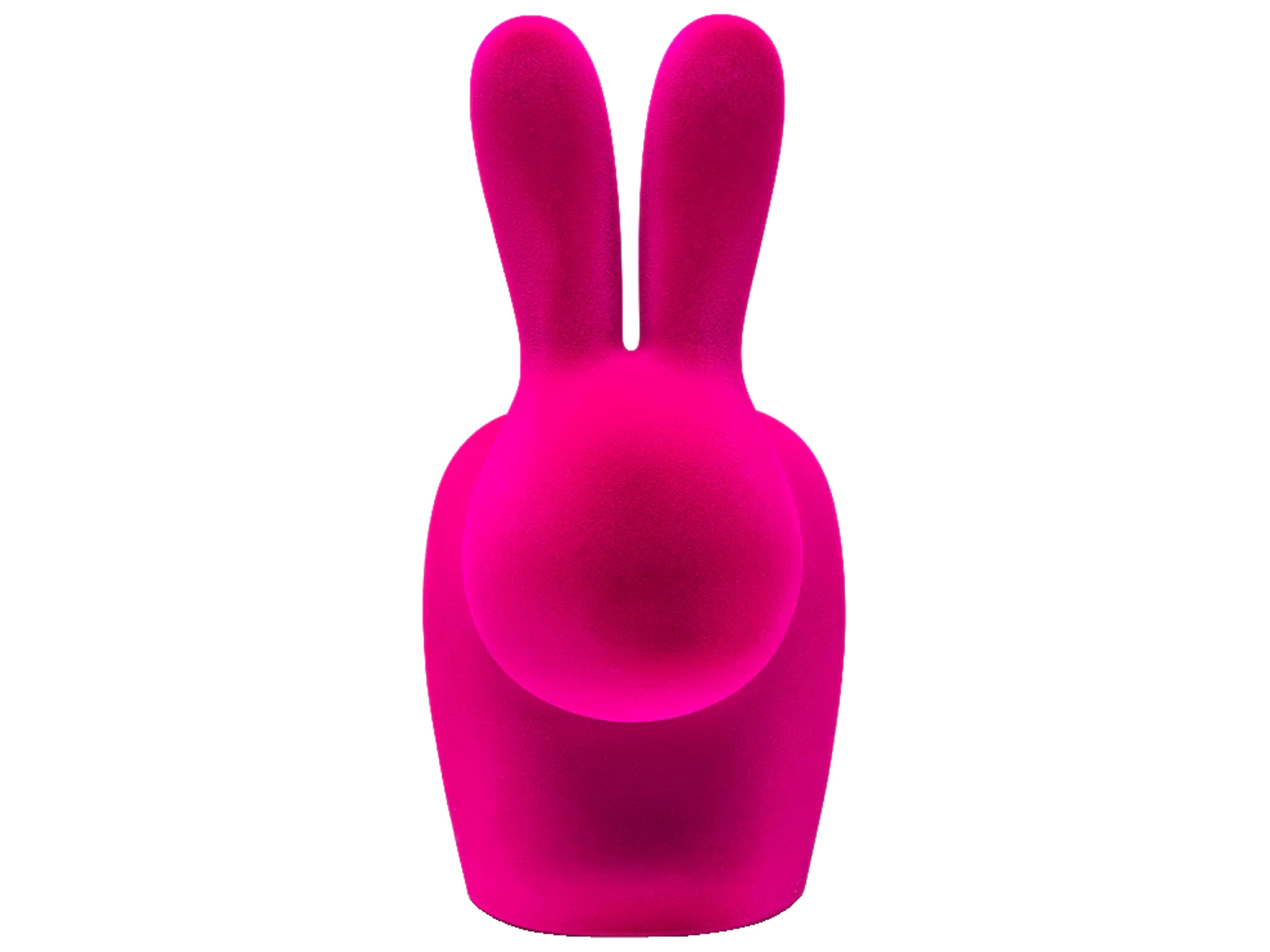 Qeeboo Rabbit Pink Velvet Accent Chair