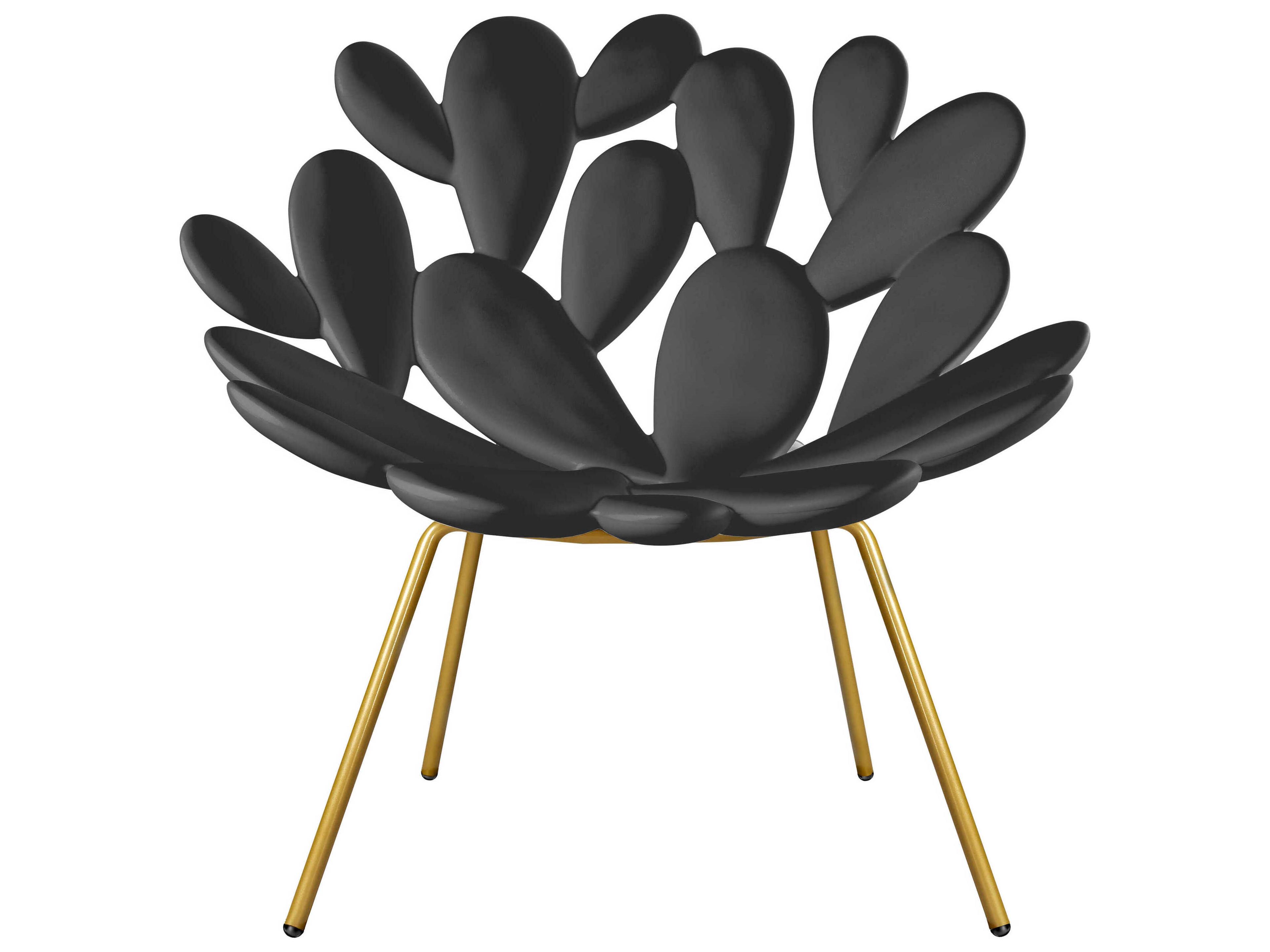 Qeeboo Outdoor Filicudi Black Brass Recycled Plastic Lounge Chair