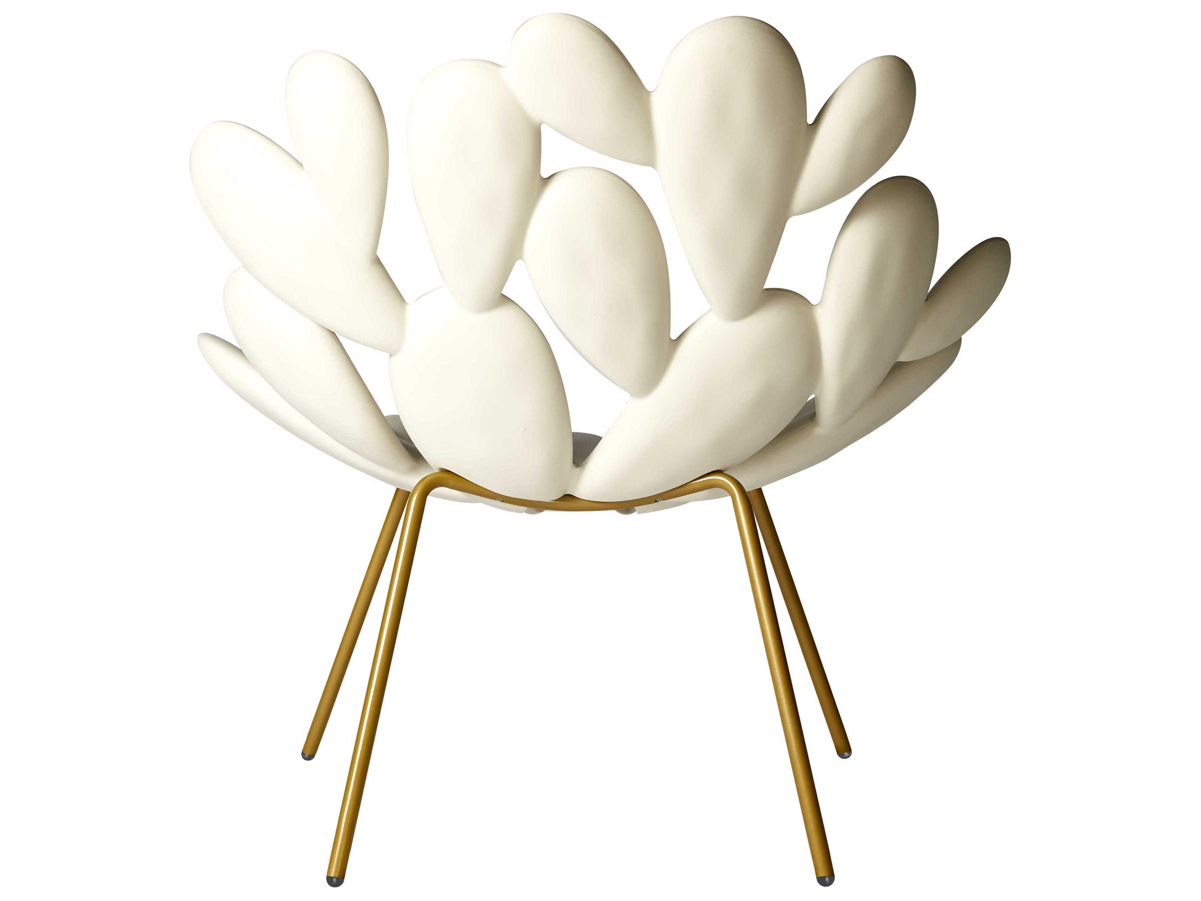 Qeeboo Outdoor Filicudi White Brass Recycled Plastic Lounge Chair