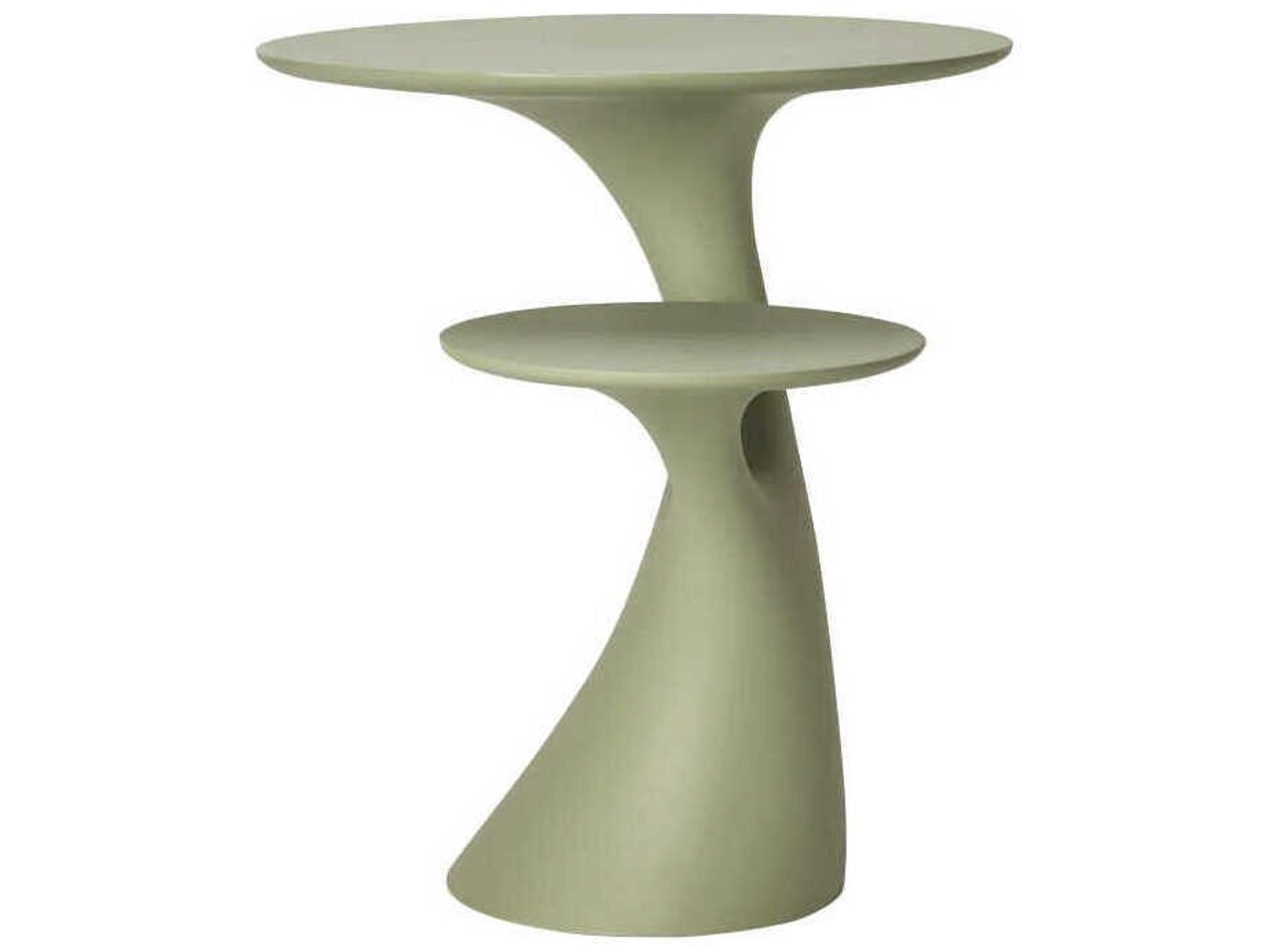 Qeeboo Outdoor Rabbit Balsam Green Recycled Plastic Round End Table