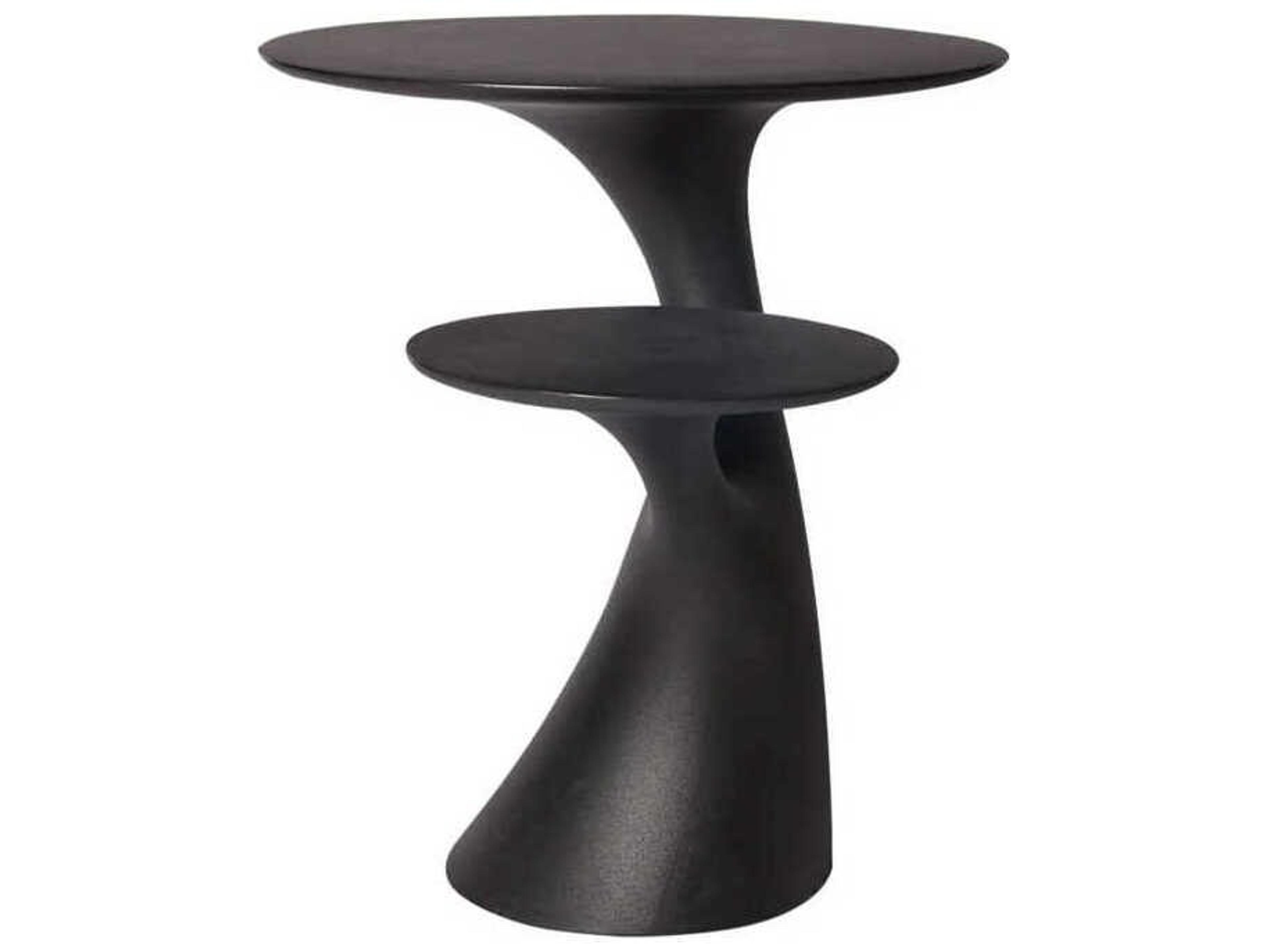 Qeeboo Outdoor Rabbit Black Recycled Plastic Round End Table