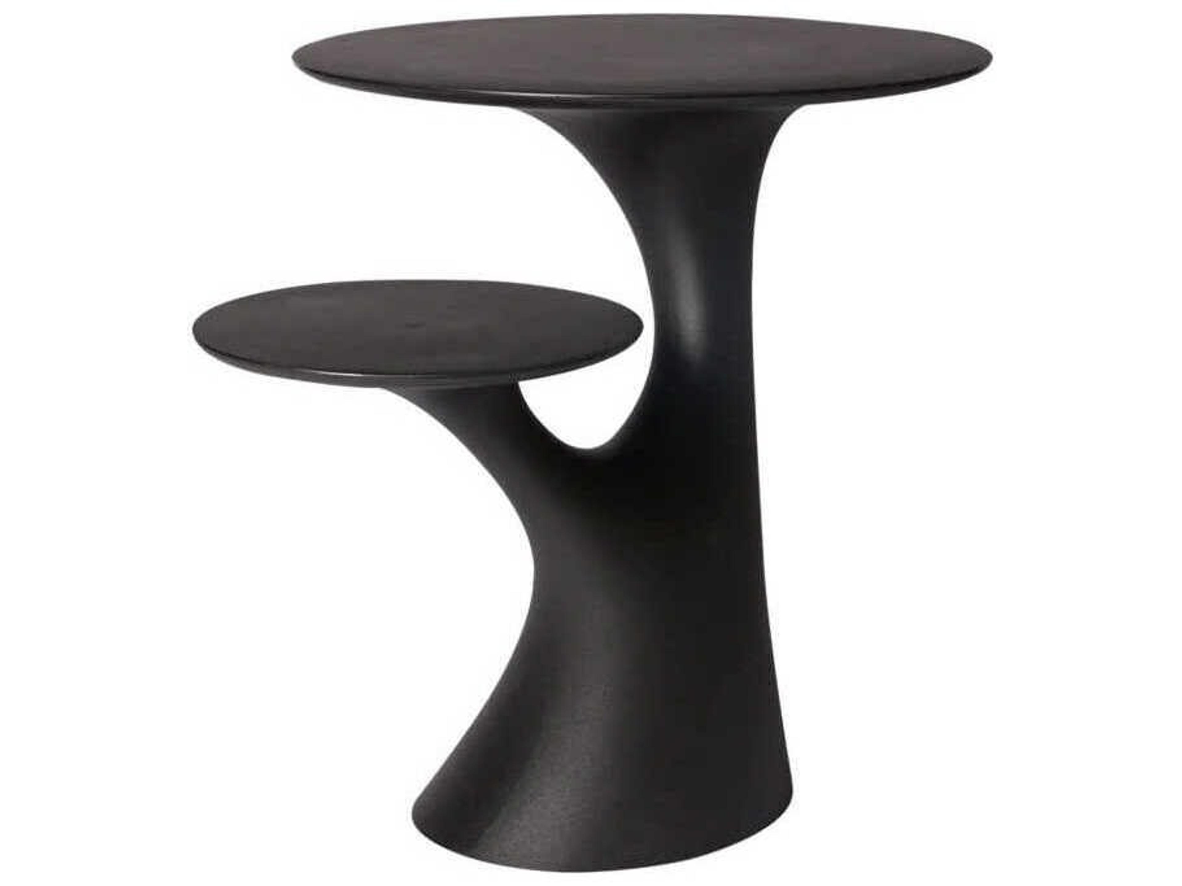 Qeeboo Outdoor Rabbit Black Recycled Plastic Round End Table