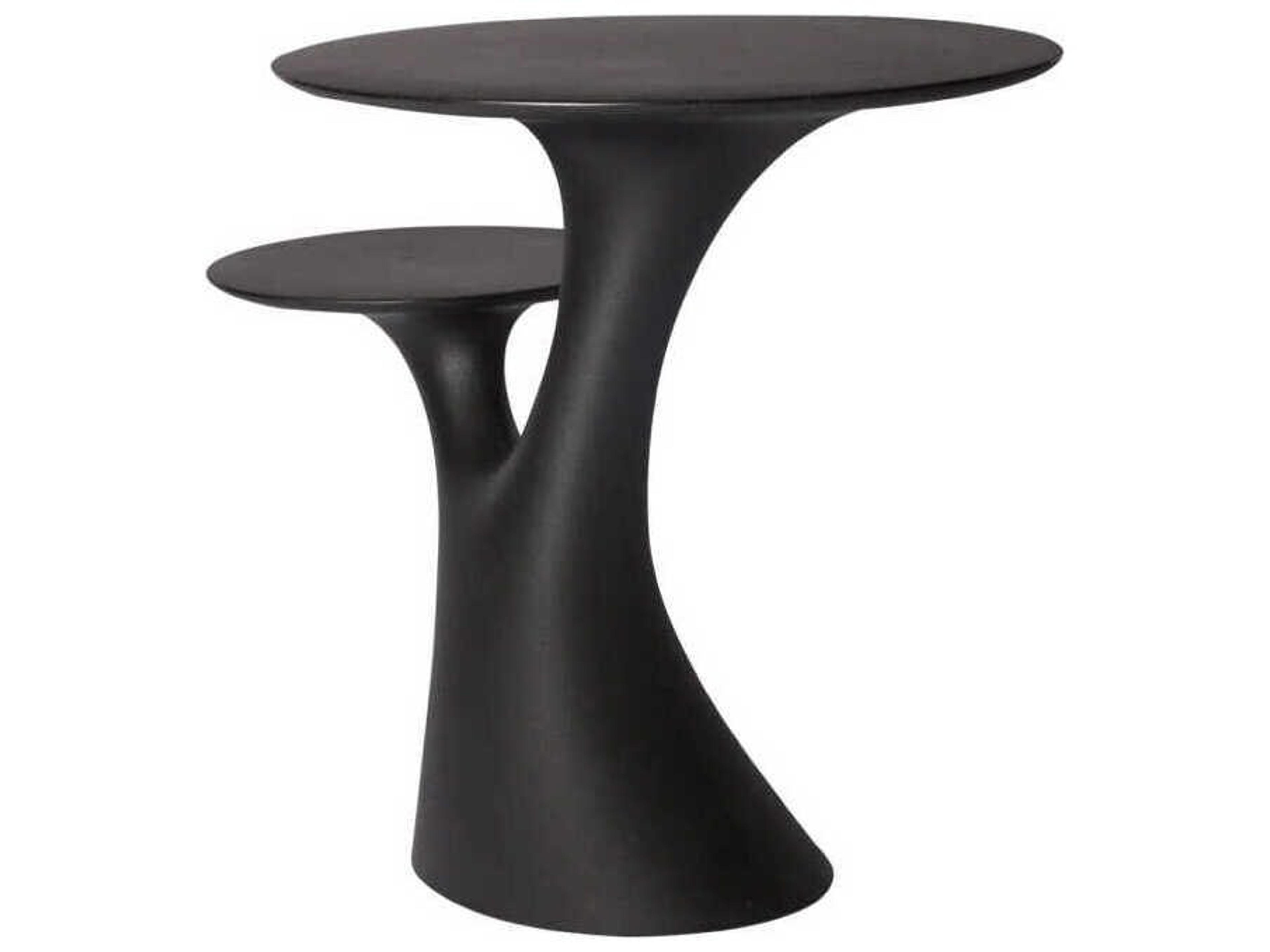 Qeeboo Outdoor Rabbit Black Recycled Plastic Round End Table