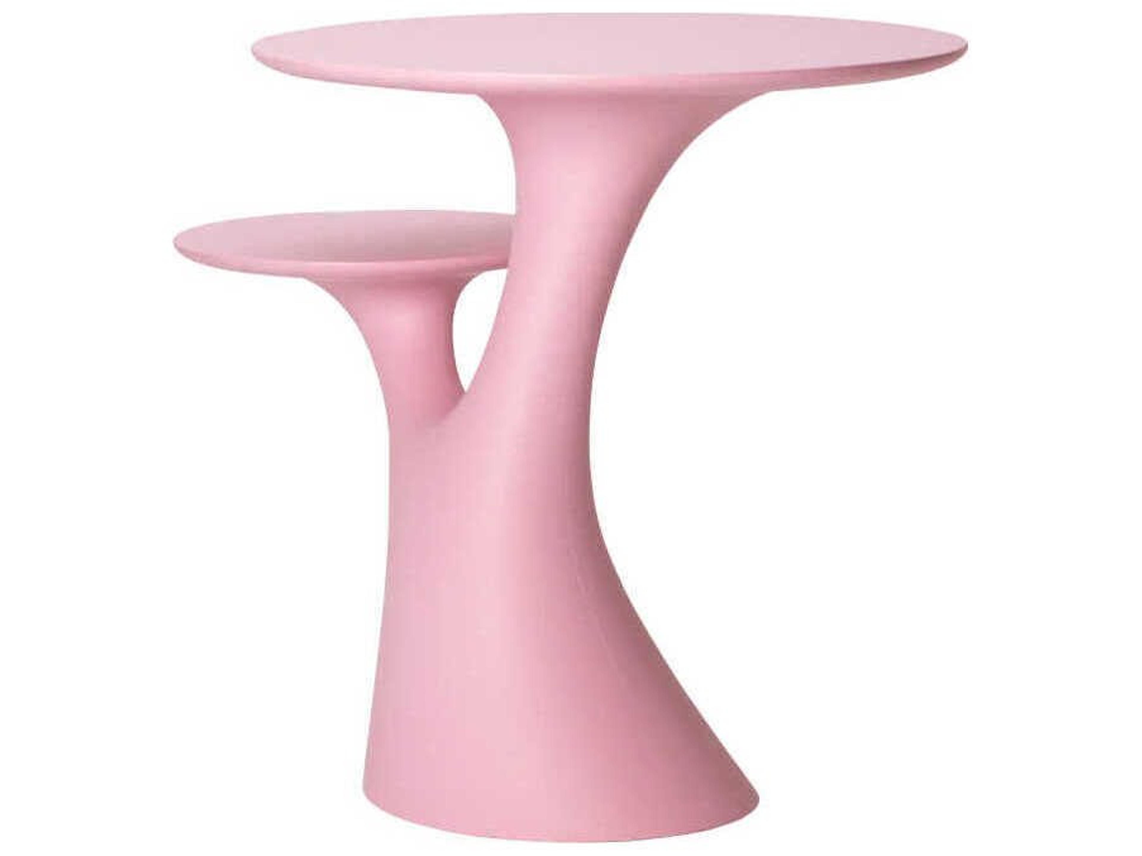 Qeeboo Outdoor Rabbit Pink Recycled Plastic Round End Table
