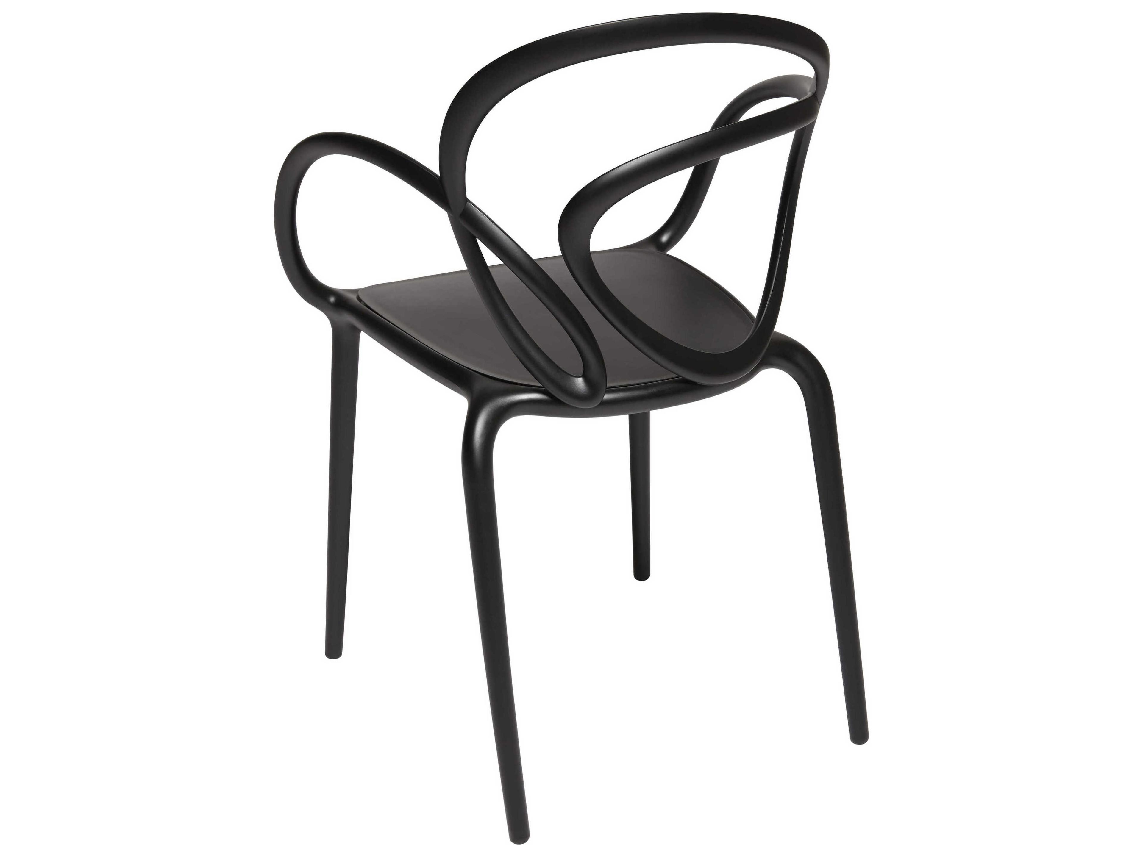 Qeeboo Outdoor Loop Black Polypropylene Dining Chair (Set of 2)