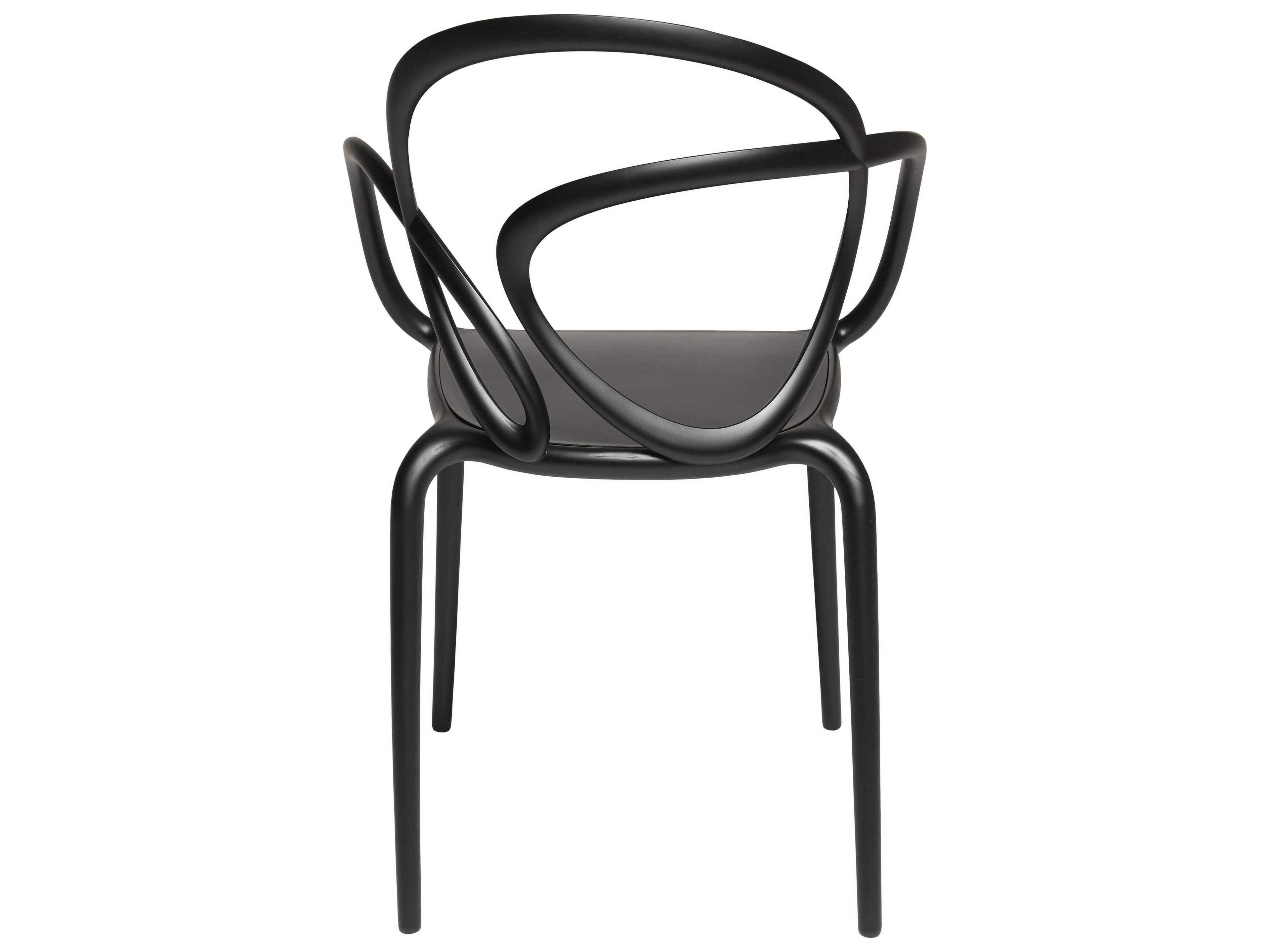 Qeeboo Outdoor Loop Black Polypropylene Dining Chair (Set of 2)