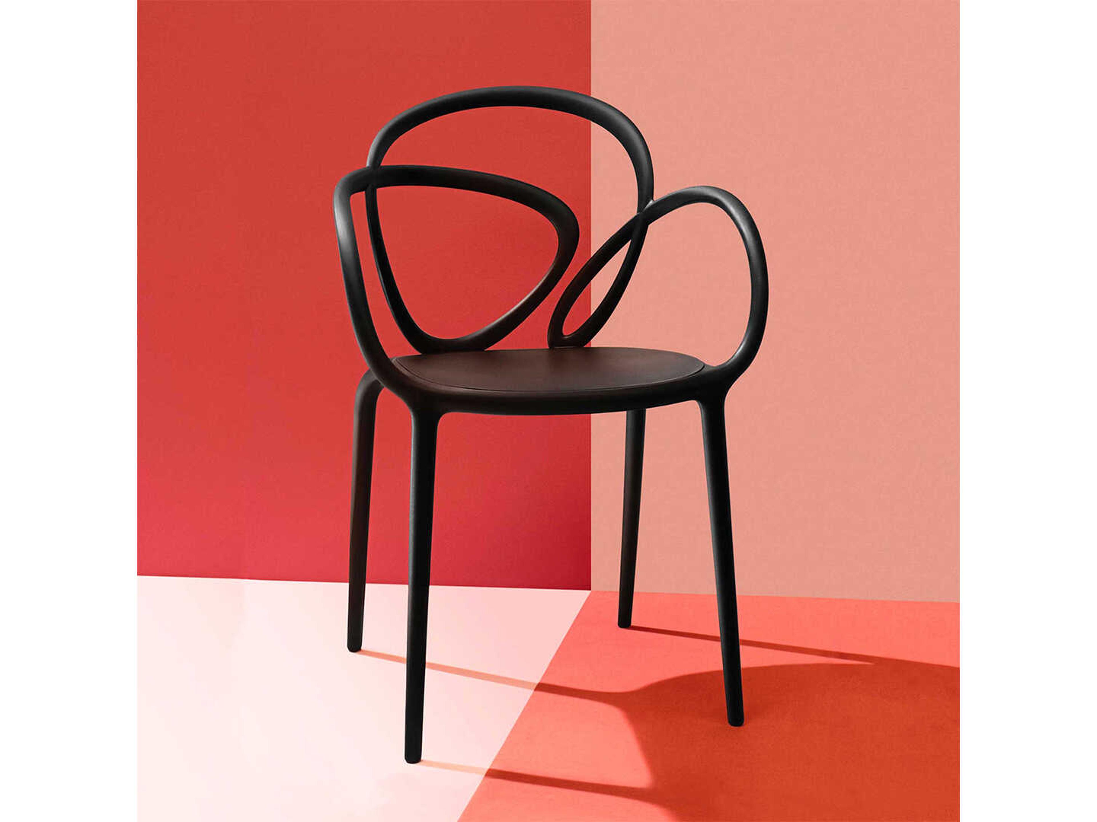 Qeeboo Outdoor Loop Black Polypropylene Dining Chair (Set of 2)