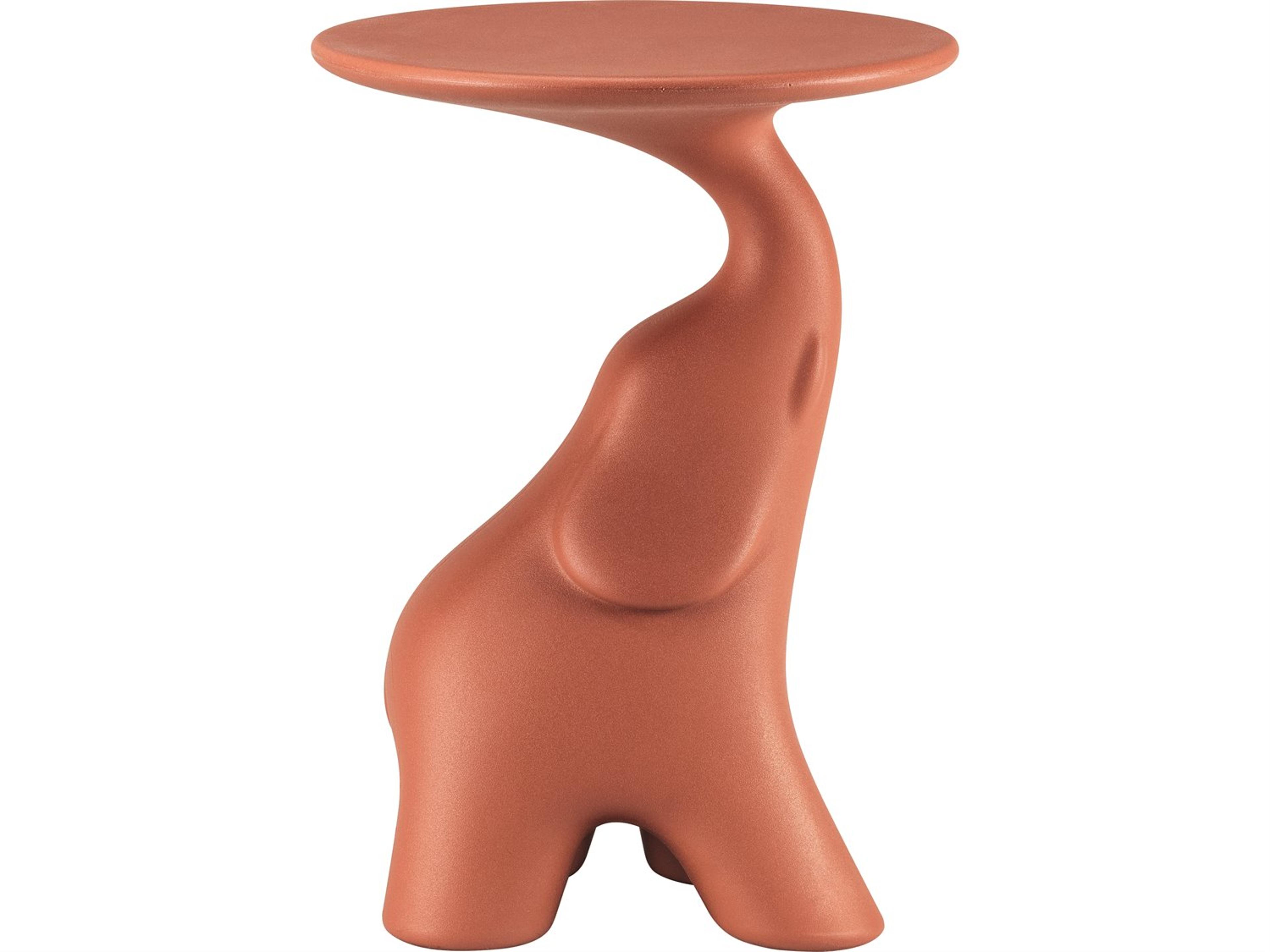 Qeeboo Outdoor Pako Terracotta Recycled Plastic Round End Table