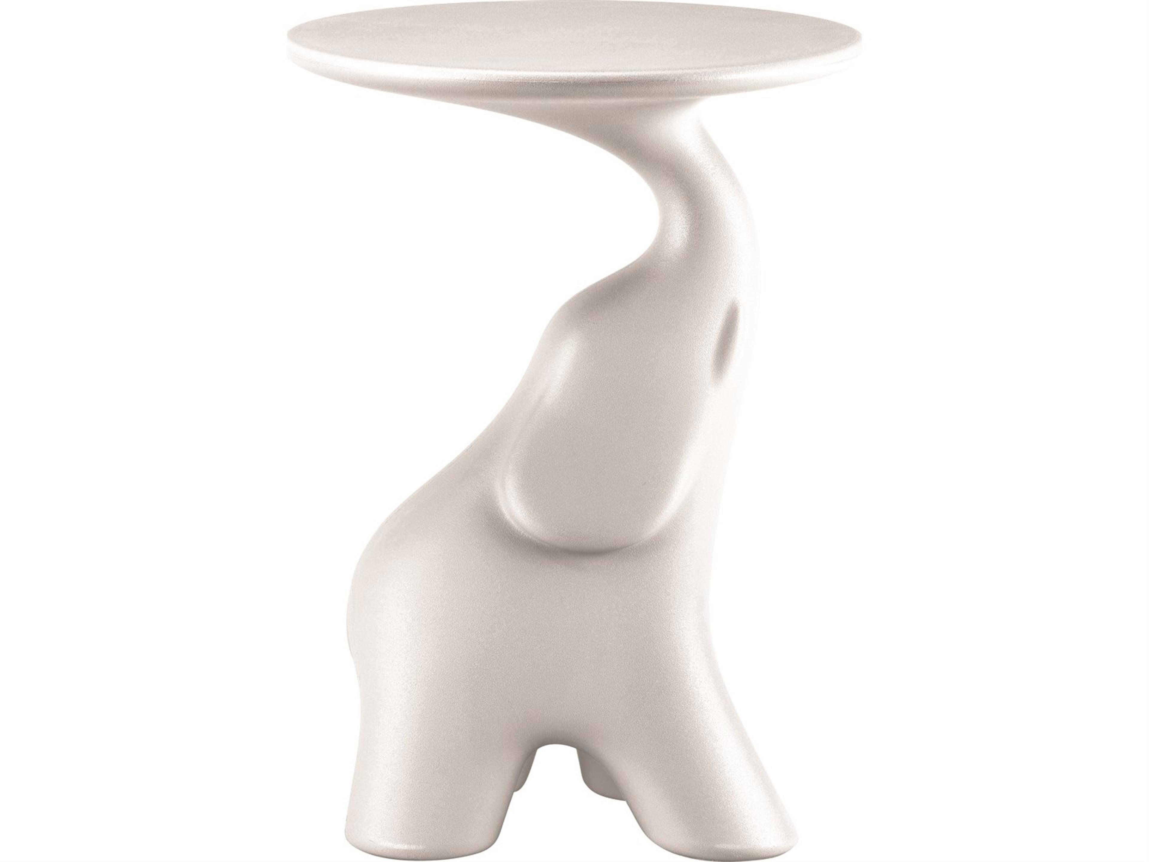 Qeeboo Outdoor Pako White Recycled Plastic Round End Table
