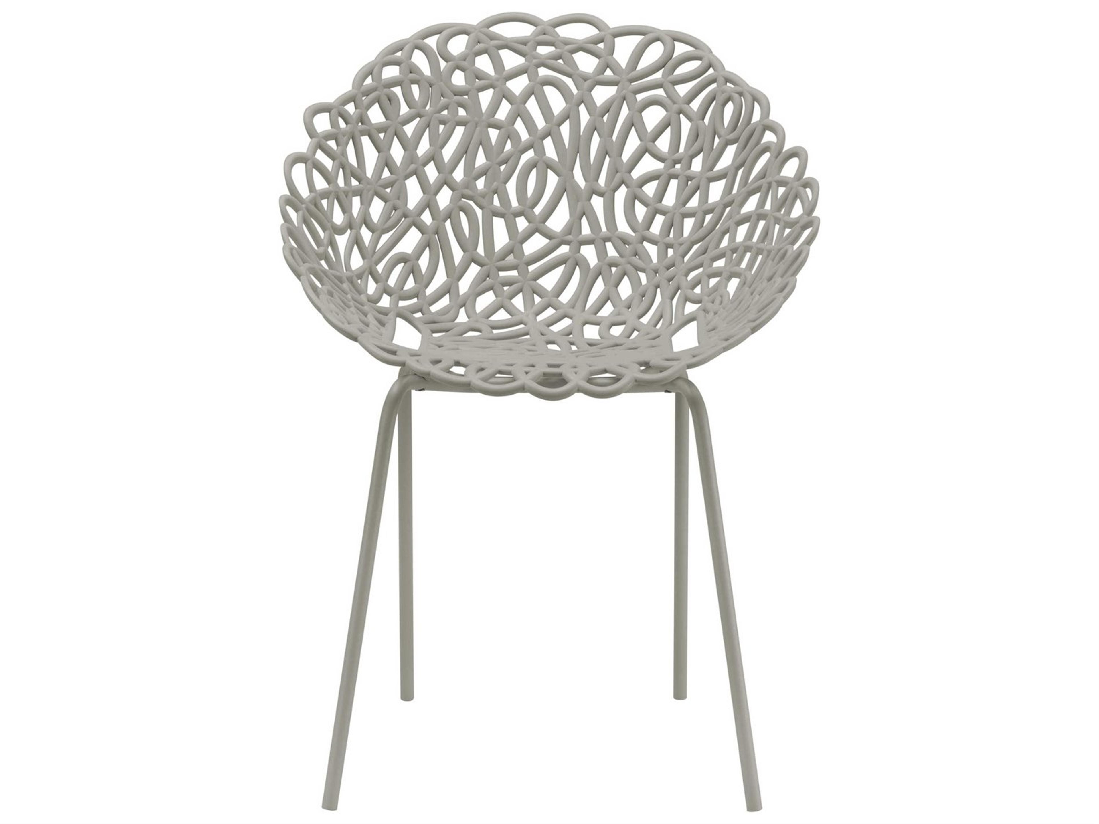 Qeeboo Outdoor Bacana Dove Grey Steel Metal Dining Chair (Set of 2)