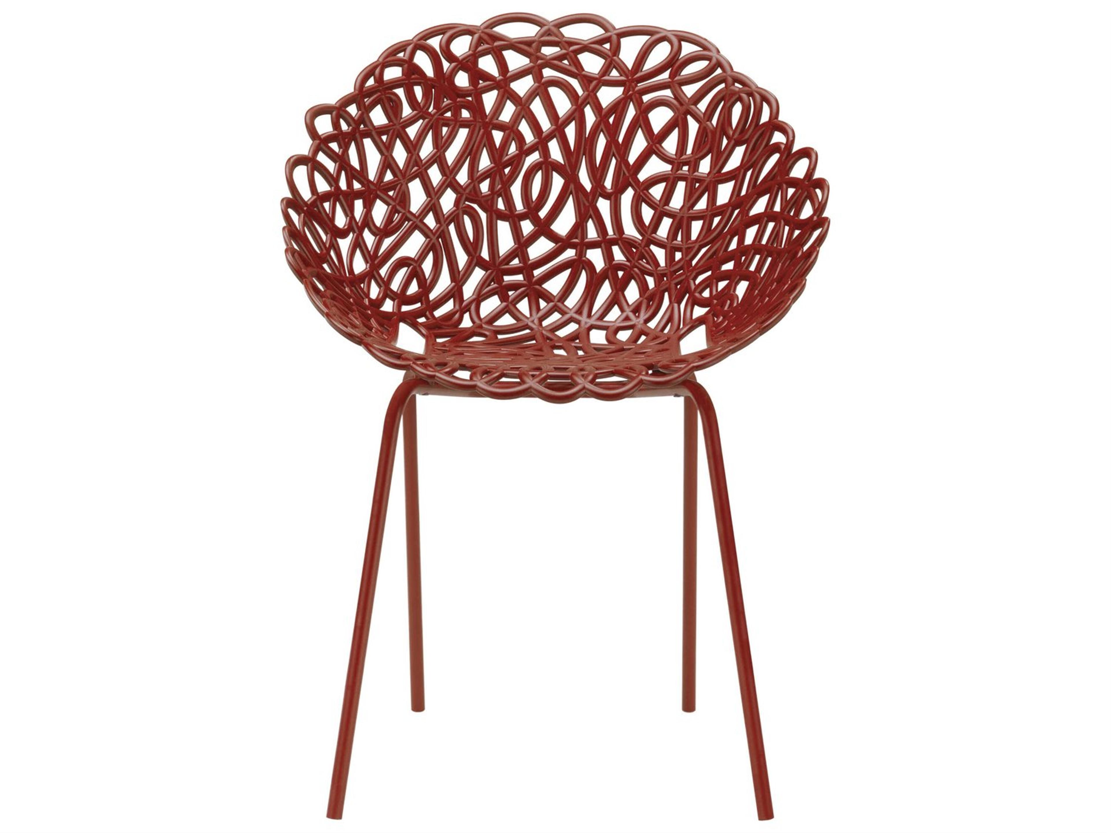 Qeeboo Outdoor Bacana Dark Red Steel Metal Dining Chair (Set of 2)