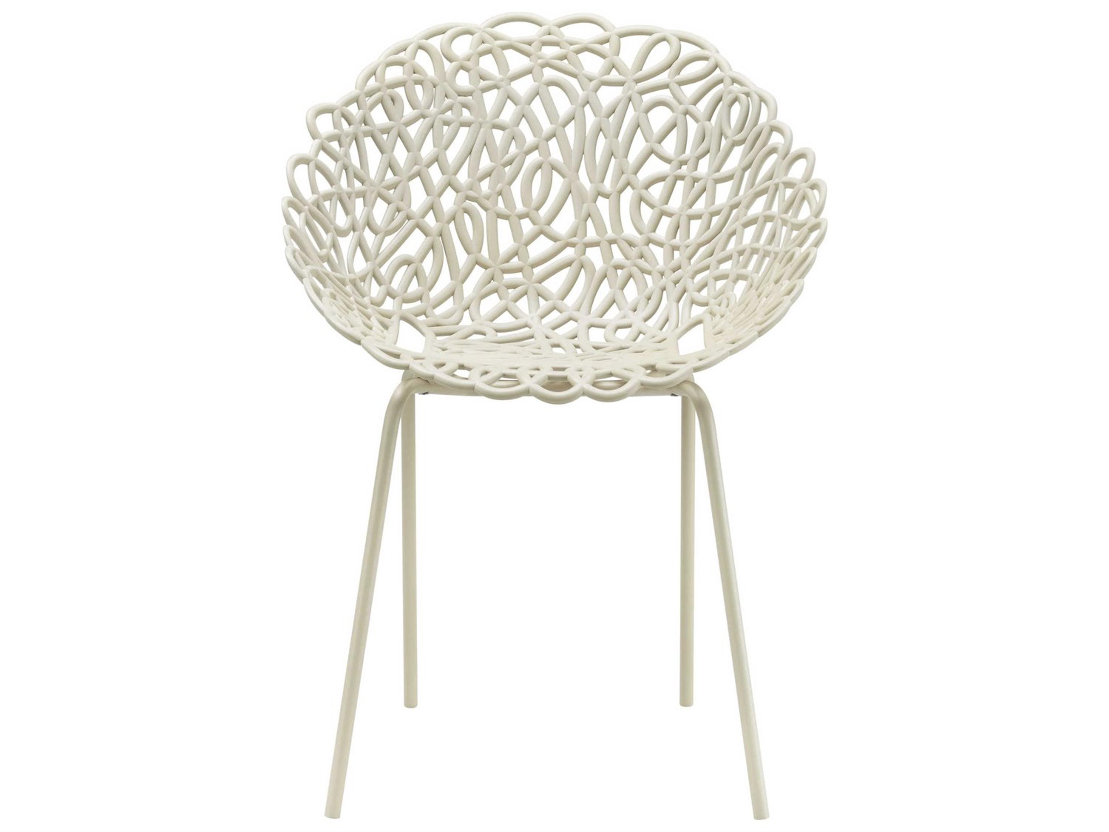 Qeeboo Outdoor Bacana Ivory Steel Metal Dining Chair (Set of 2)